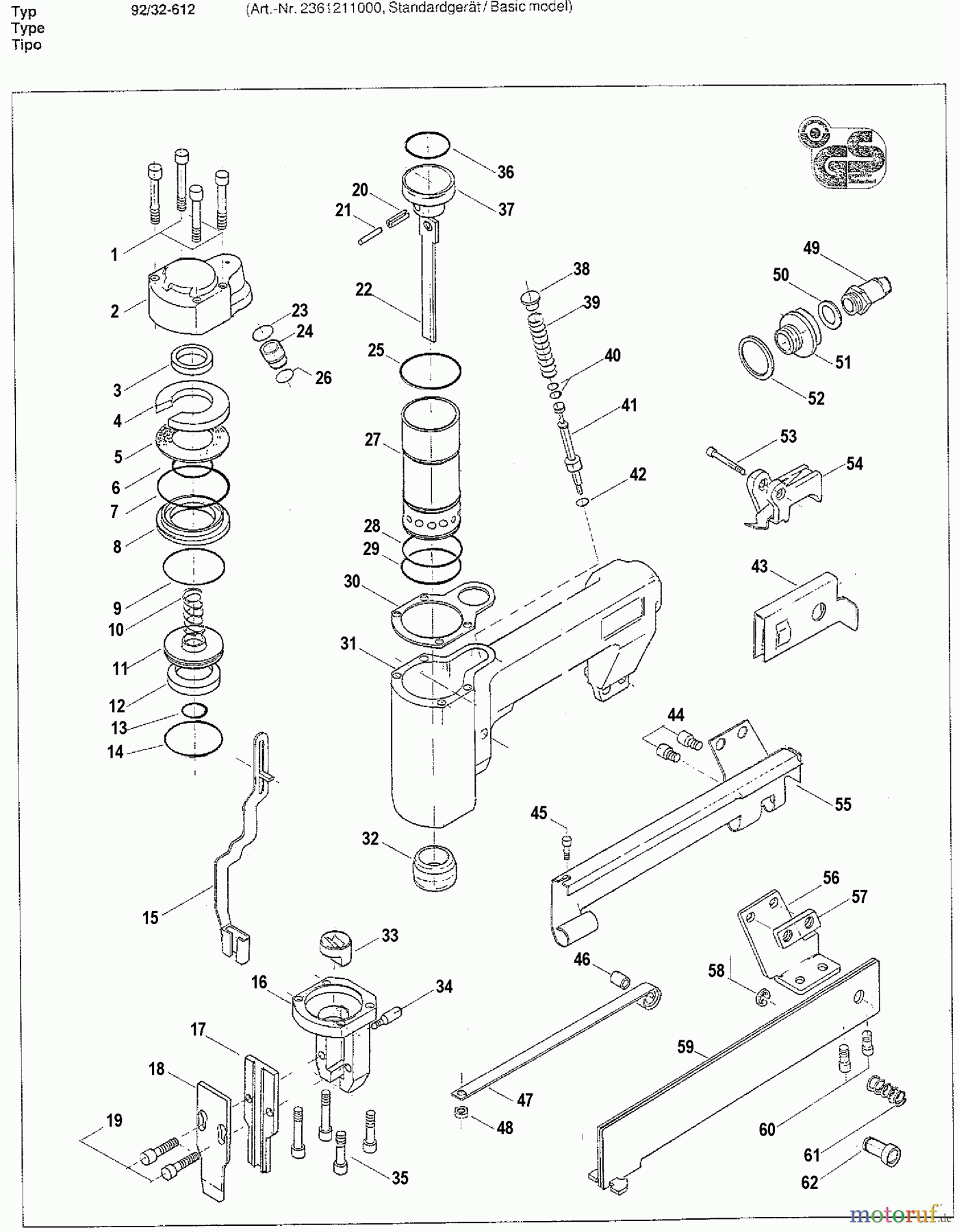 BOSTITCH ACCESSORIES DRUCKLUFTKLAMMER AGRAFEUSE 92/32-612 Seite 1