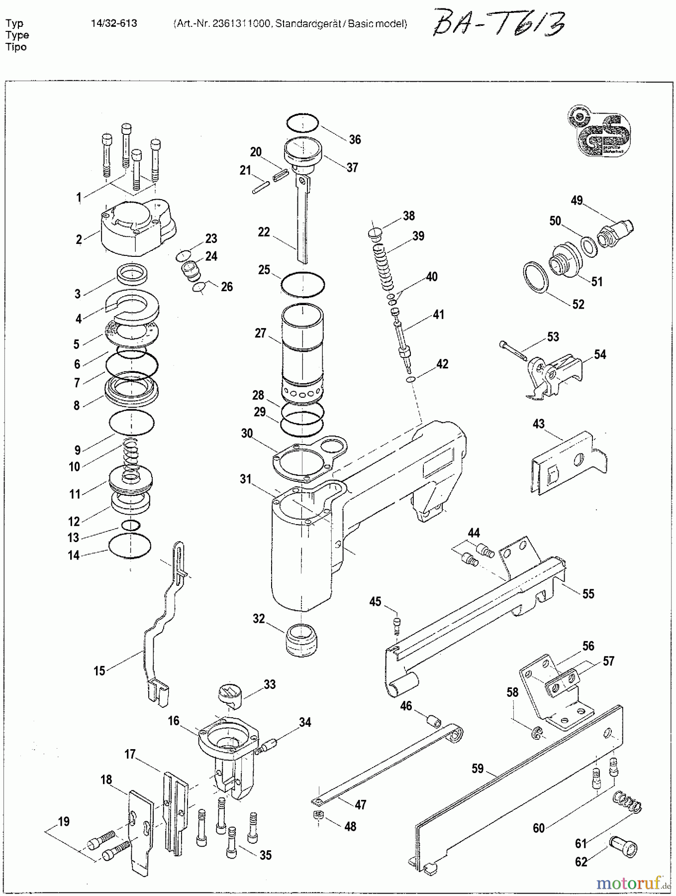 BOSTITCH ACCESSORIES DRUCKLUFTKLAMMER AGRAFEUSE 14/32-613 Seite 1