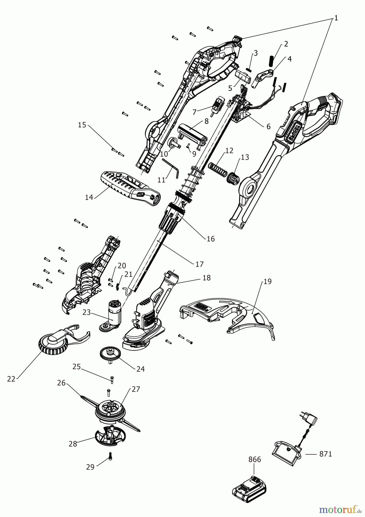 BLACK+DECKER AUSSERHALB HECKENSCHEREN, FADENTRIMMER, SCHEREN AKKU-RASENTRIMMER BCSTR918D1 Seite 1