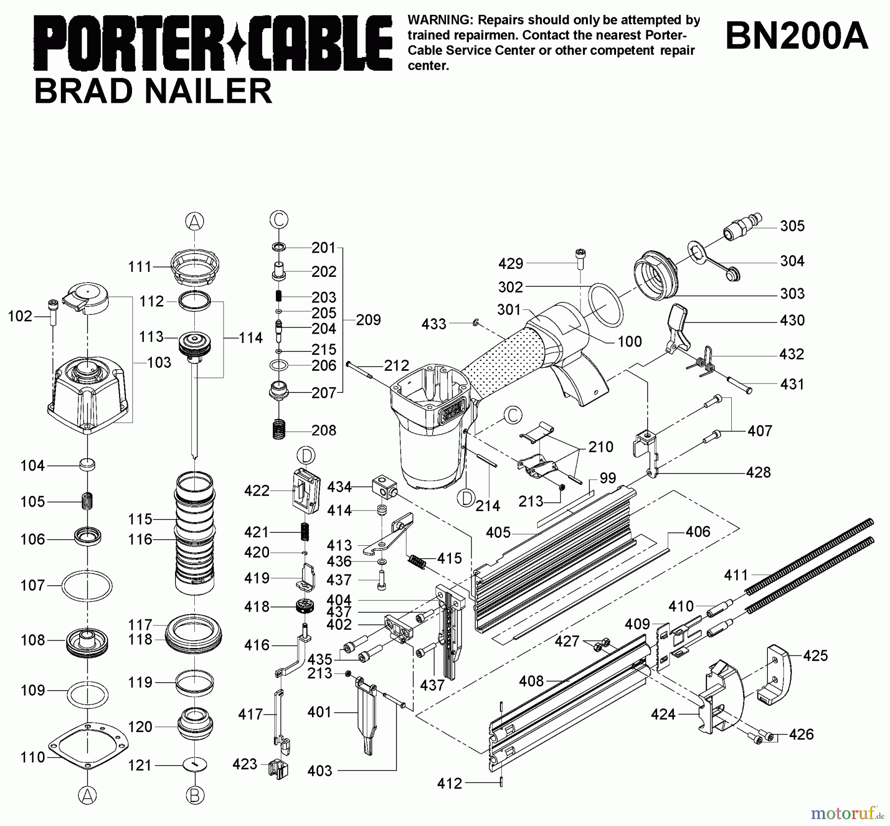 PORTER CABLE Divers 53445 BN200A Seite 1