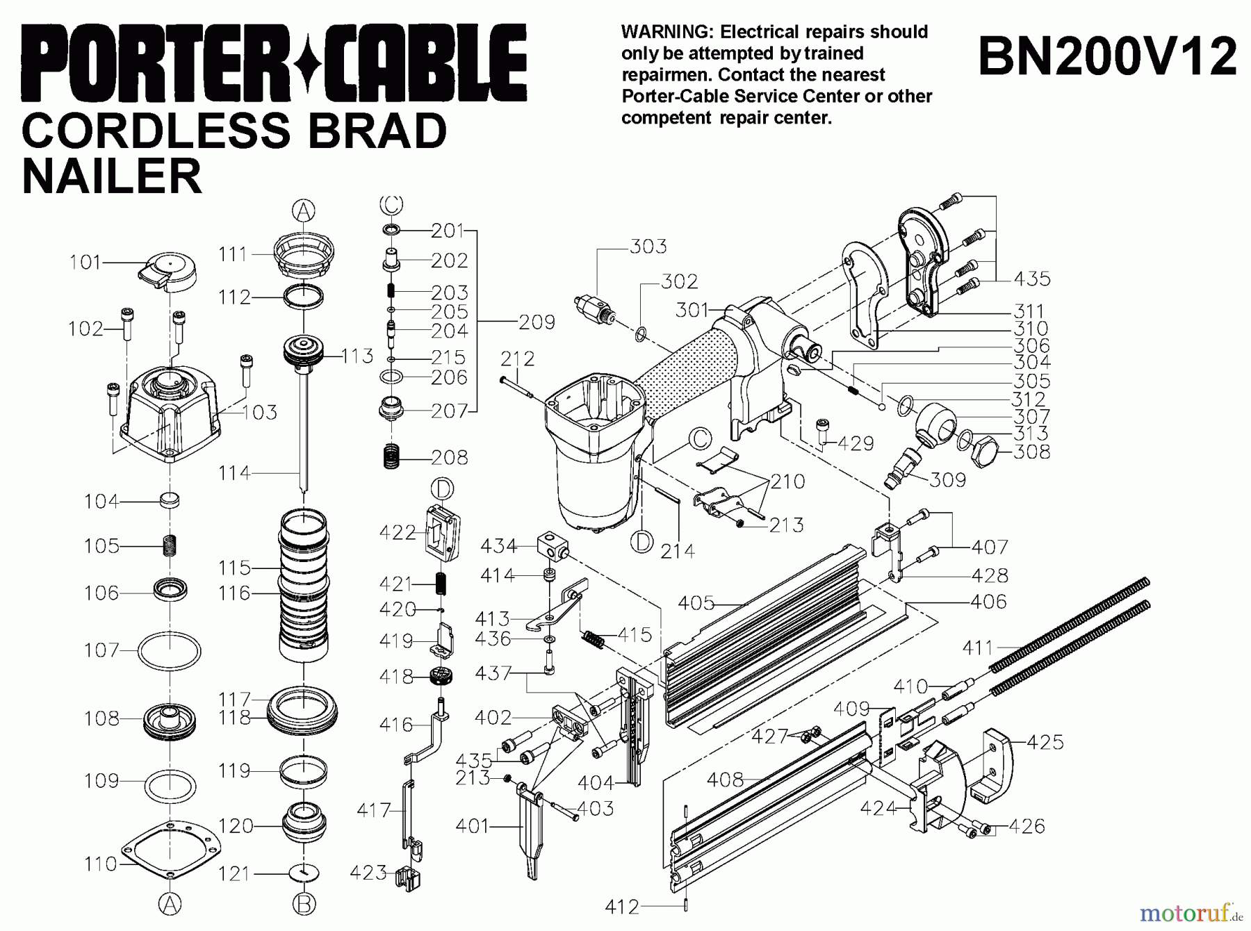PORTER CABLE Divers 53315 BN200V12 Seite 1