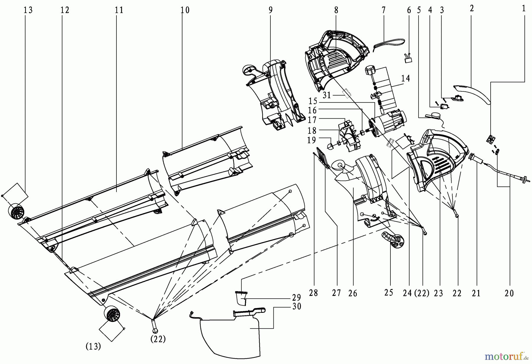  BLACK+DECKER AUSSERHALB RASENMÄHER, HÄCKSLER UND KEHRMASCHINEN BLOWER/VAC BV2200 Seite 1