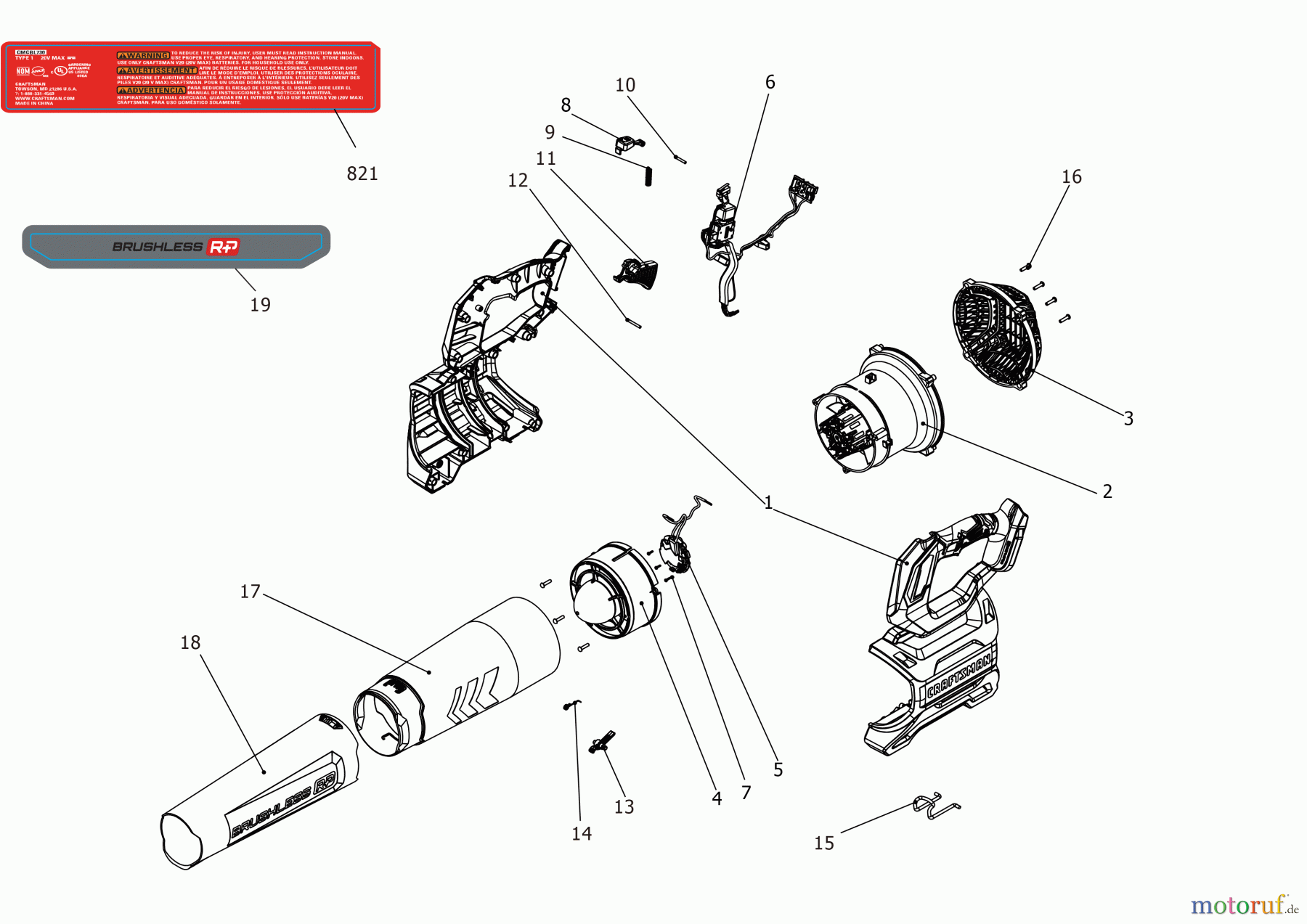CRAFTSMAN CORDLESS OUTDOOR GEBLÄSE CMCBL730B Seite 1