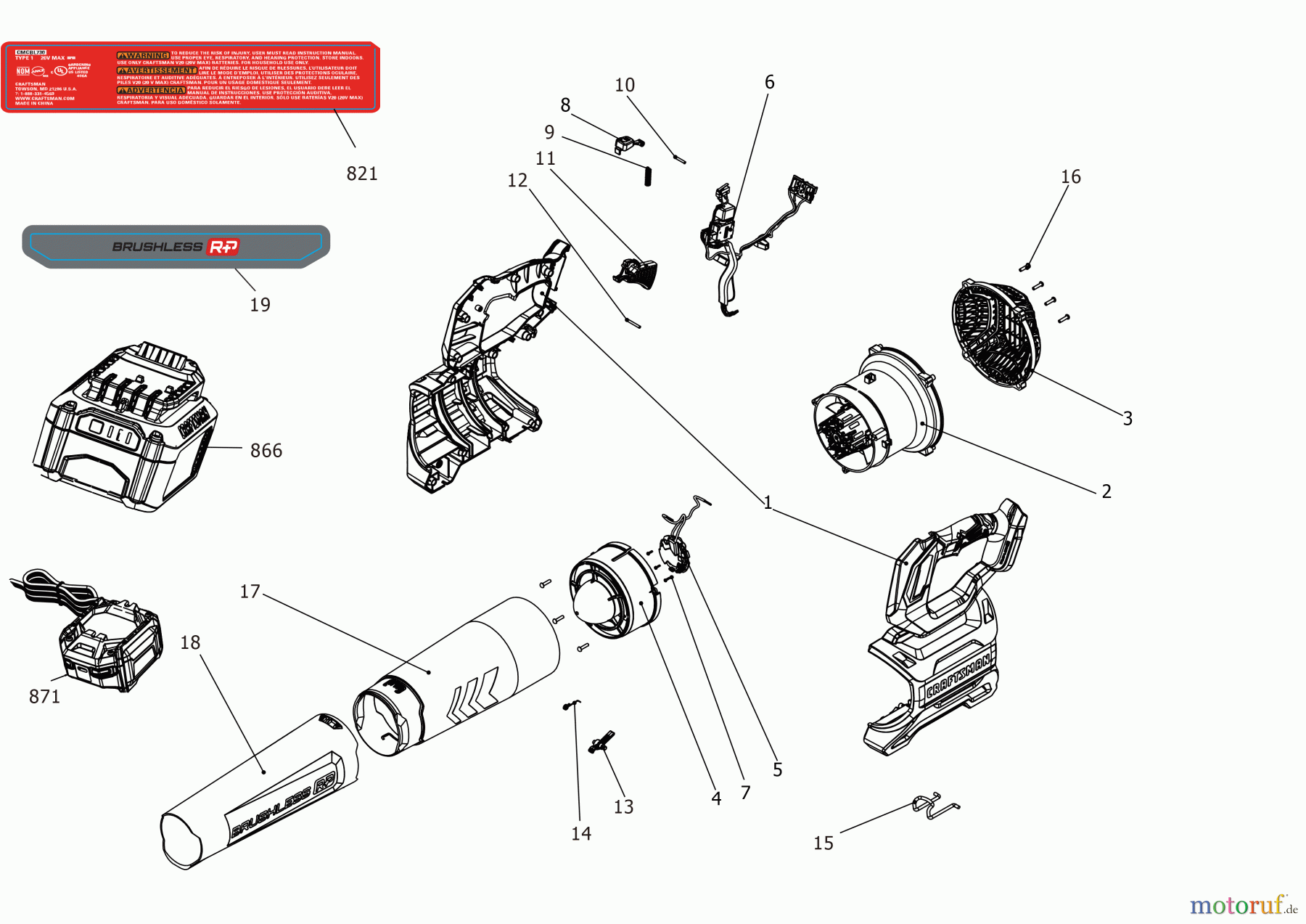 CRAFTSMAN CORDLESS OUTDOOR GEBLÄSE CMCBL730P1 Seite 1