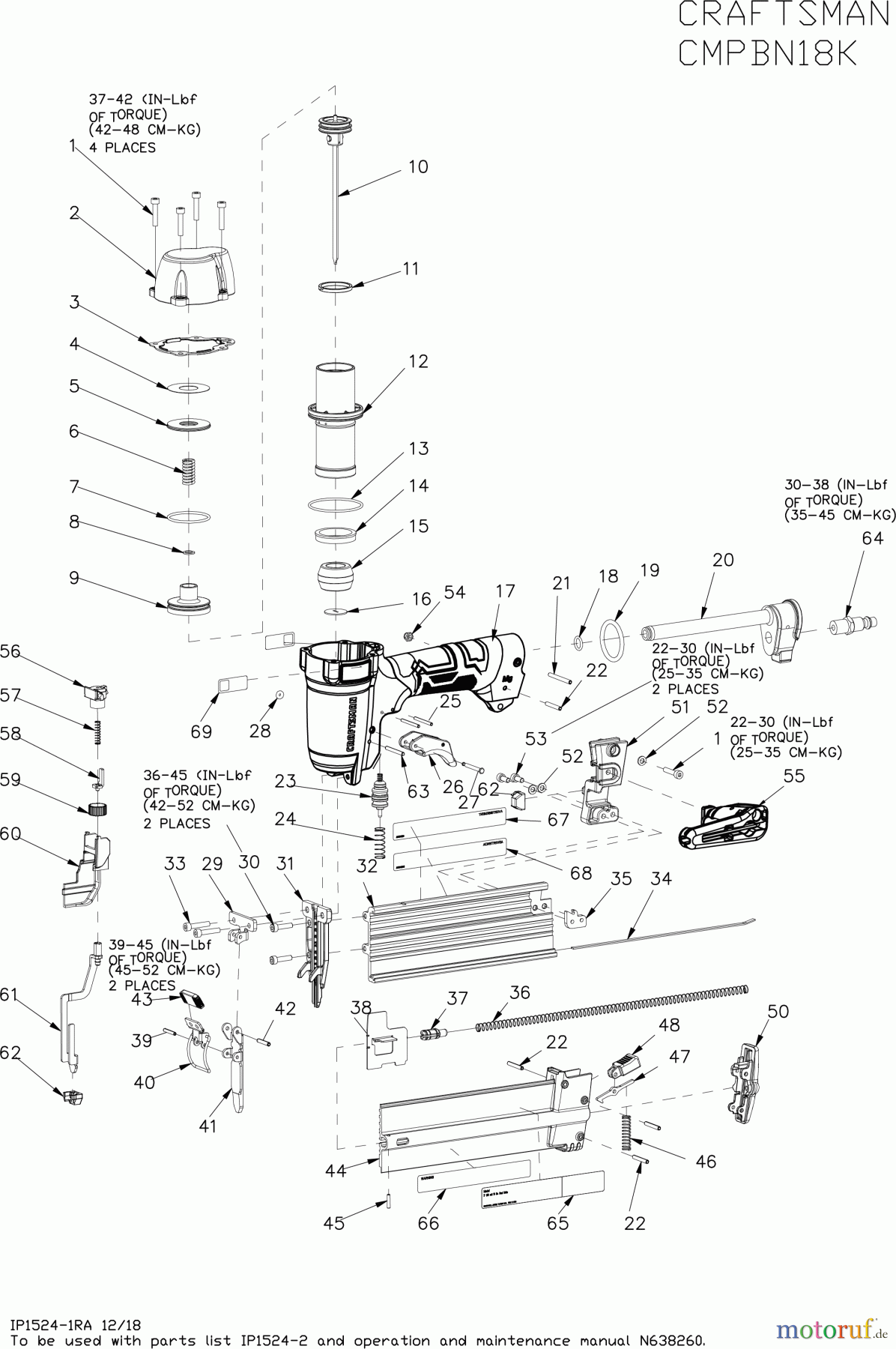  CRAFTSMAN CORDLESS NAILERS 50MM STAUCHKOPF NAGLER CMPBN18K Seite 1
