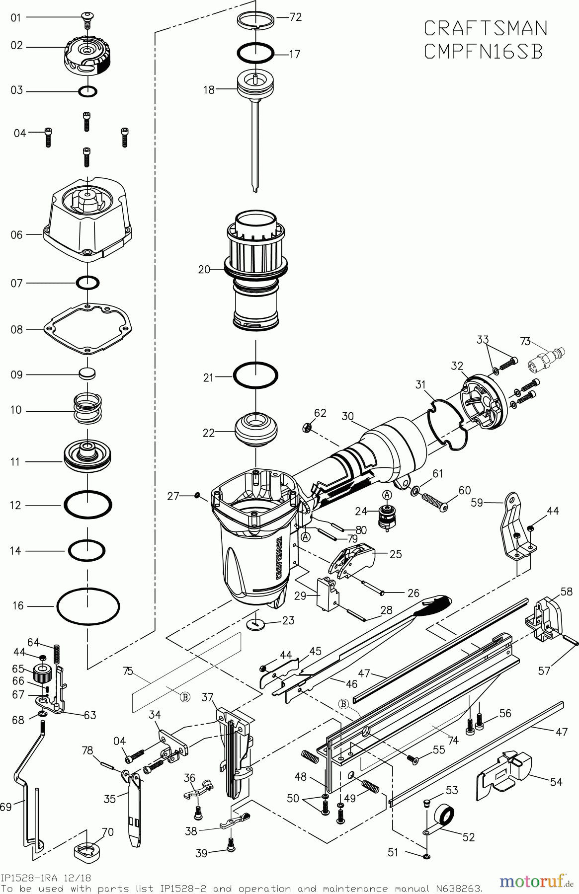  CRAFTSMAN CORDLESS NAILERS 63 MM STIFT NAGLER CMPFN16SB Seite 1