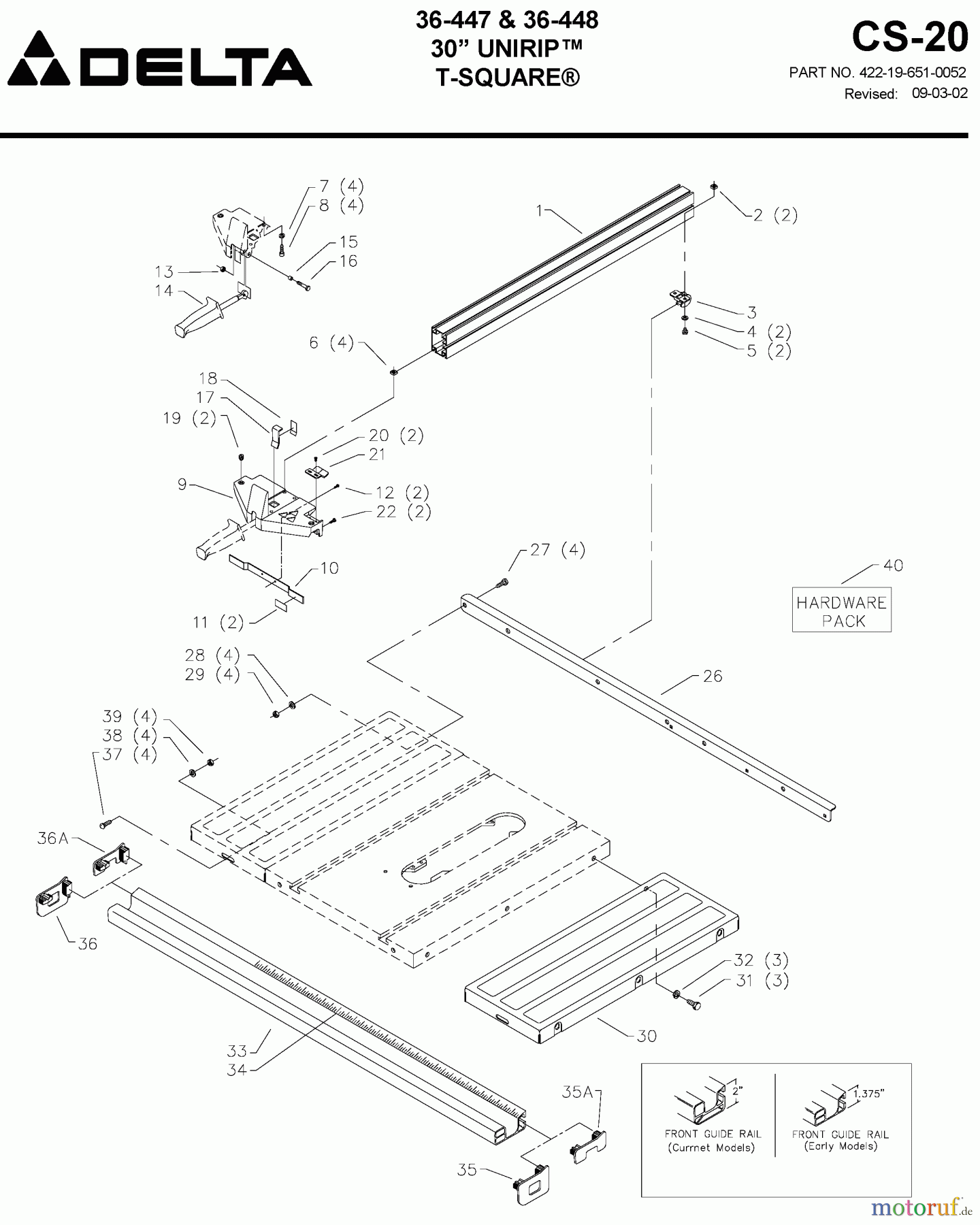 PORTER CABLE Divers T-SQUARE 36-448 Seite 1