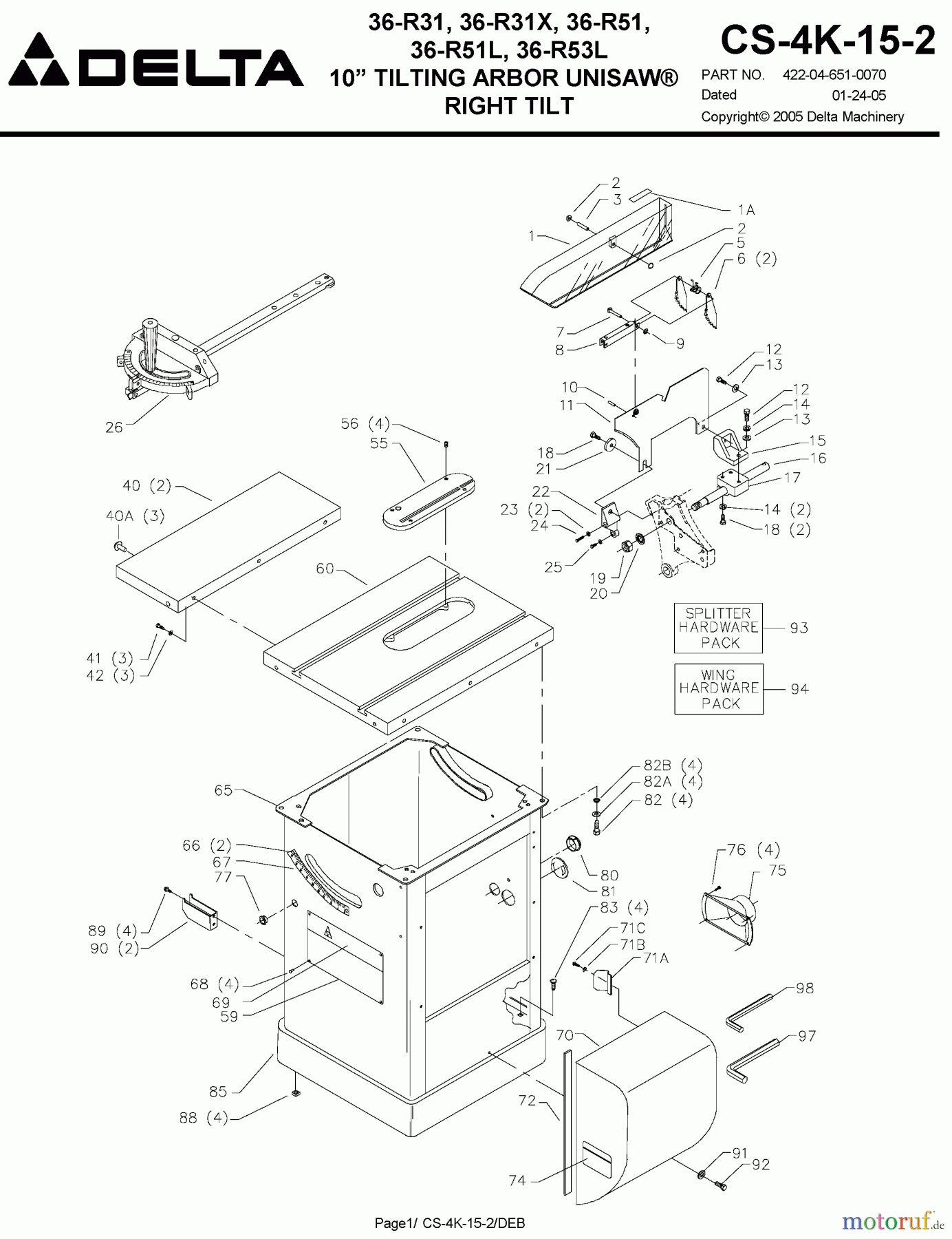  DELTA Divers TISCH SAGEN 36-R53L-575-U50 Seite 1