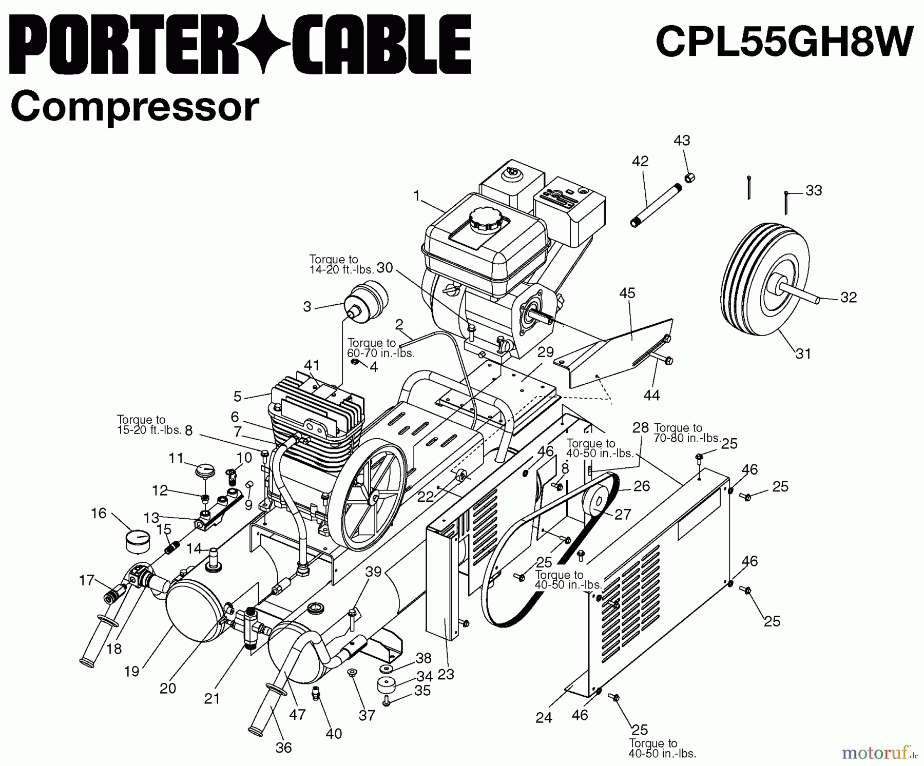 PORTER CABLE Divers A 5.5HP 8G WB OL 1STG GAS CPL55GH8W Seite 1