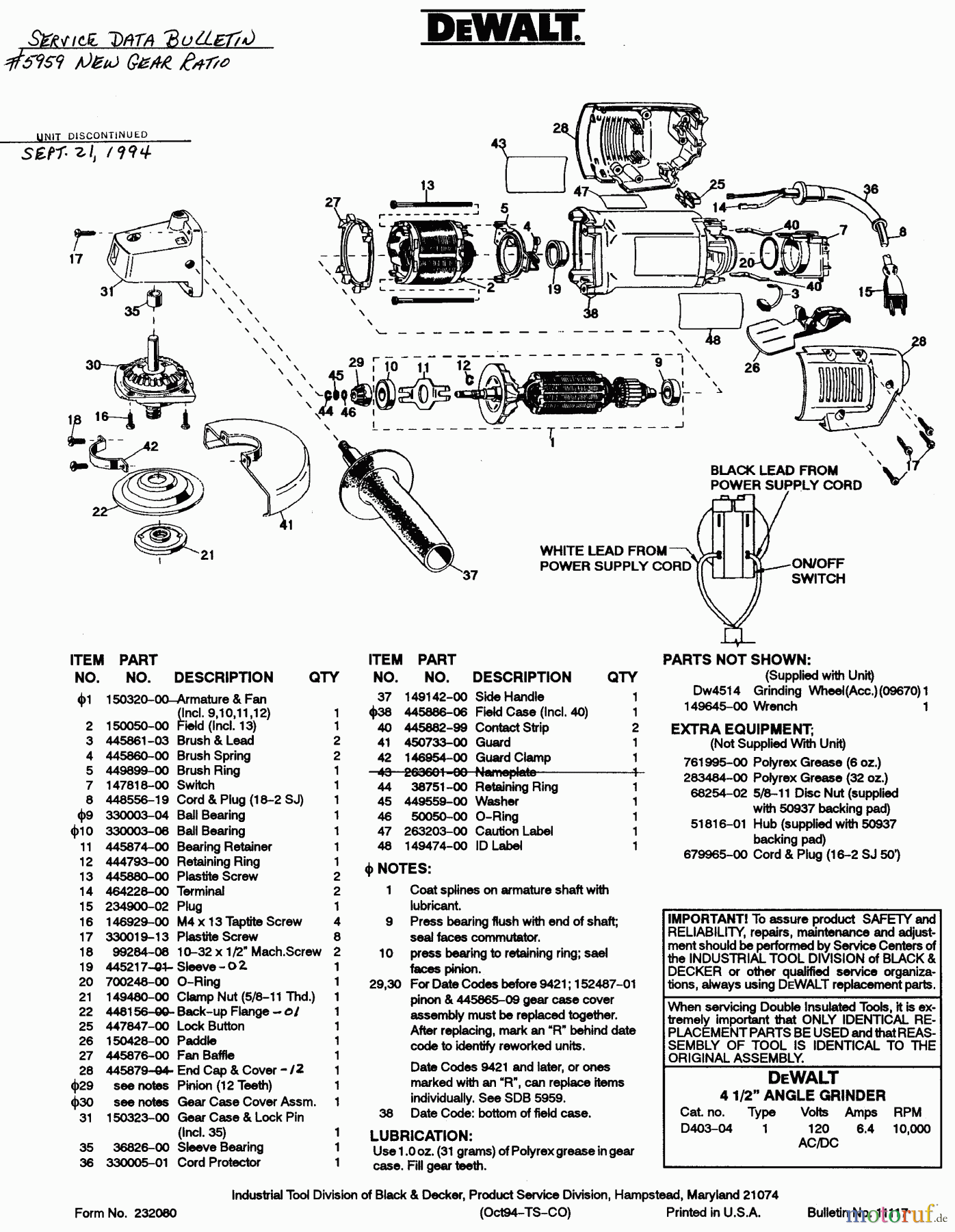 DEWALT Divers SCHLEIFER D403-04 Seite 1