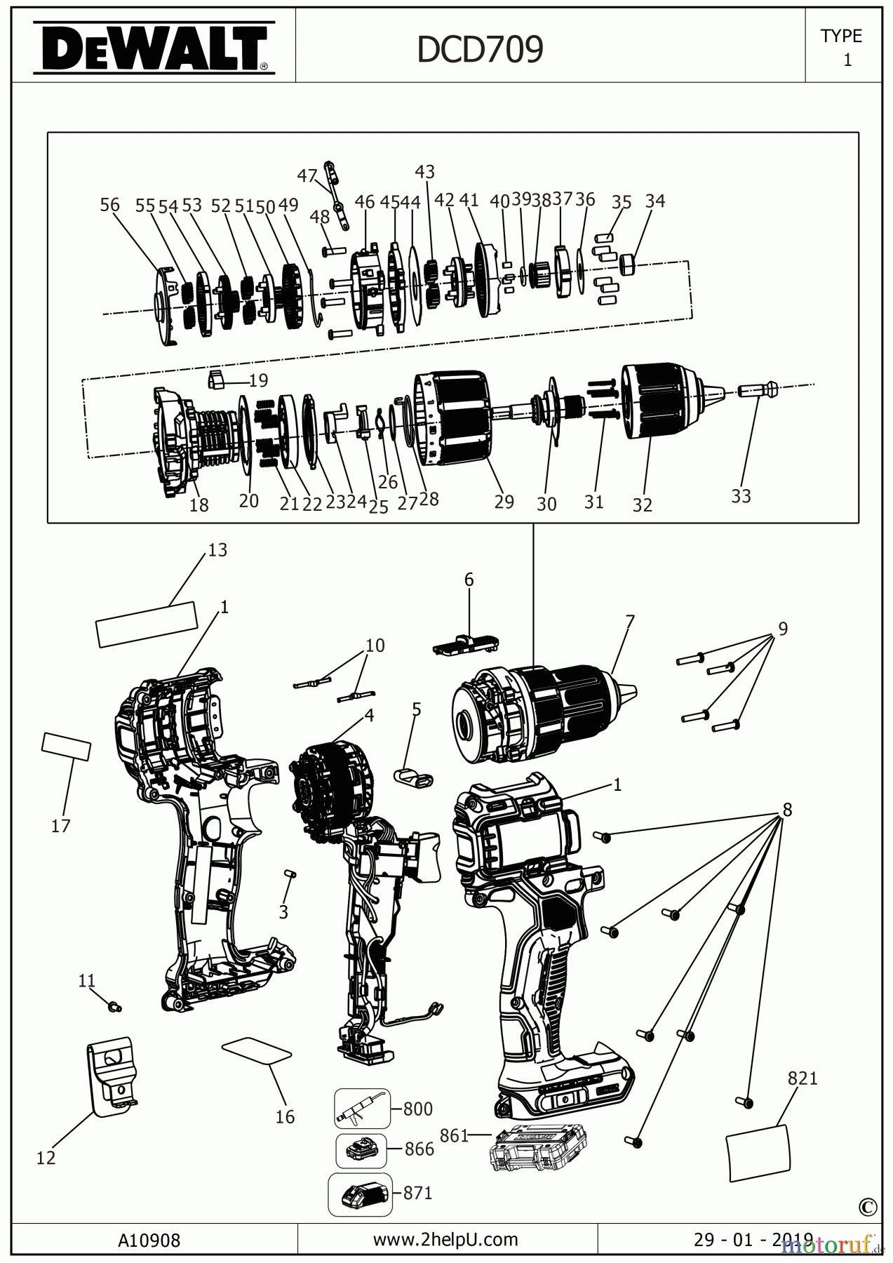 DEWALT AKKUBOHRER DRILLS, 20V BOHRHAMMER DCD709E2T Seite 1