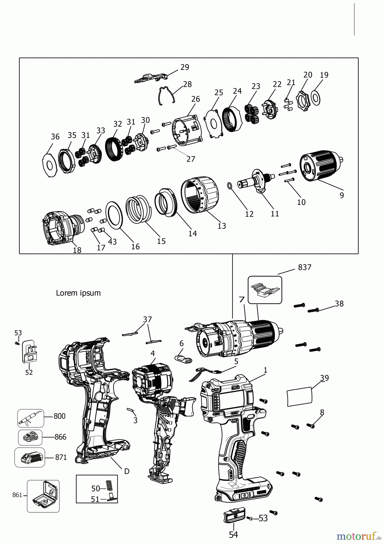 DEWALT AKKUBOHRER DRILLS, 20V AKKU SCHRAUBER DCD7771N Seite 1
