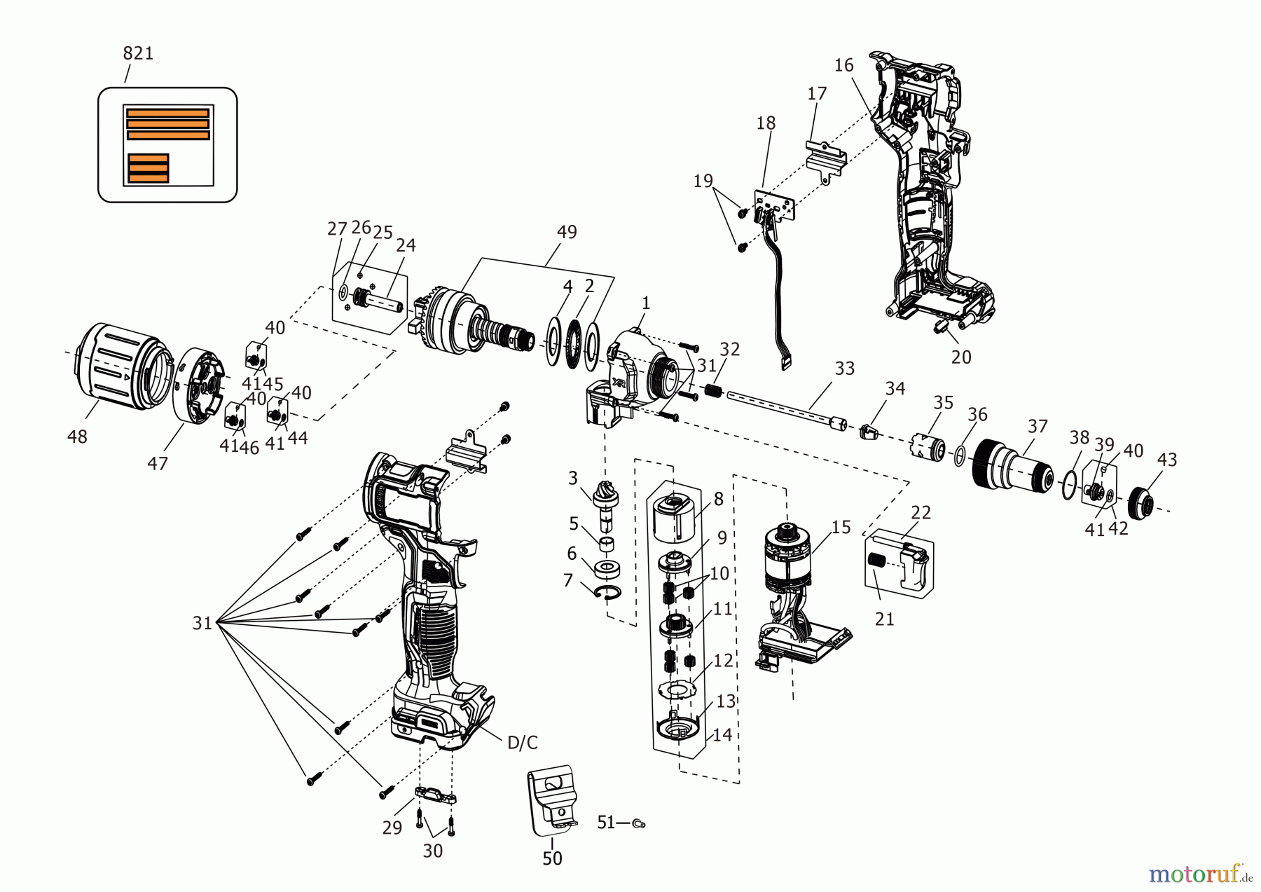 DEWALT BEFESTIGUNG PULVER AKTIVIERT NIETER DCF403NT Seite 1