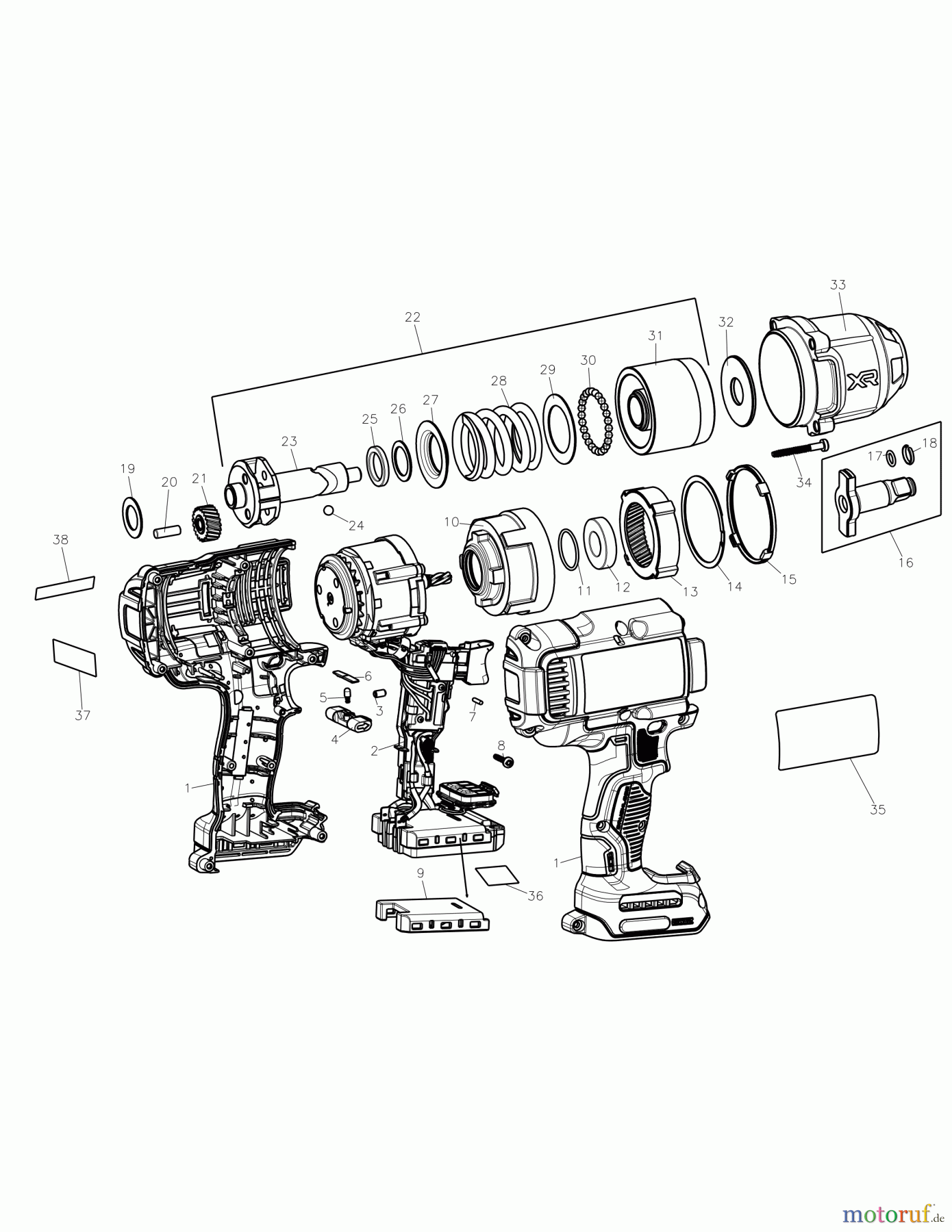 DEWALT SCHRAUBER Schlagschrauber AKKU DREHMOMENTSCHLÜSSEL DCF900B Seite 1