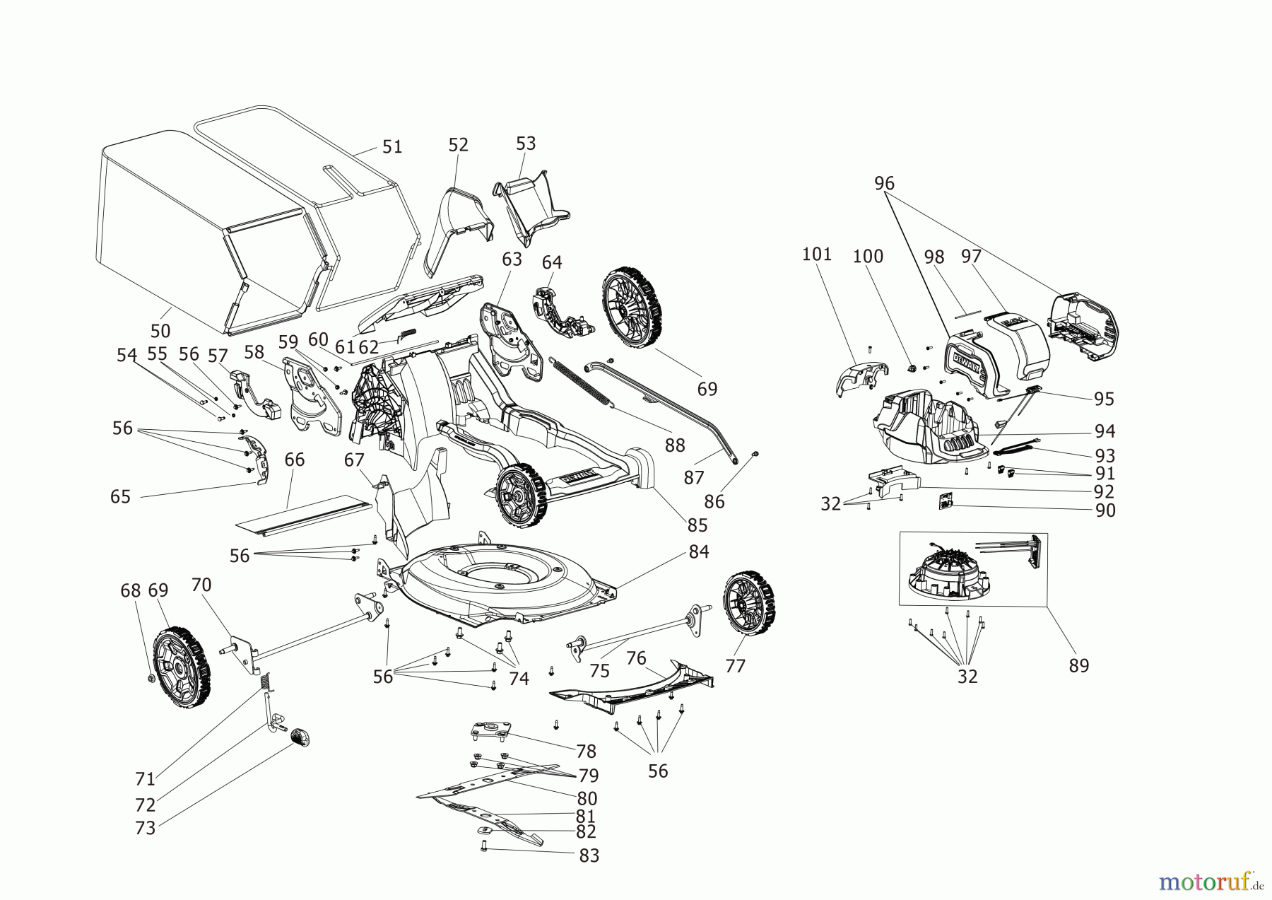 DEWALT Gartengeräte AKKU-RASEMMÄHER DCMWP500N Seite 2