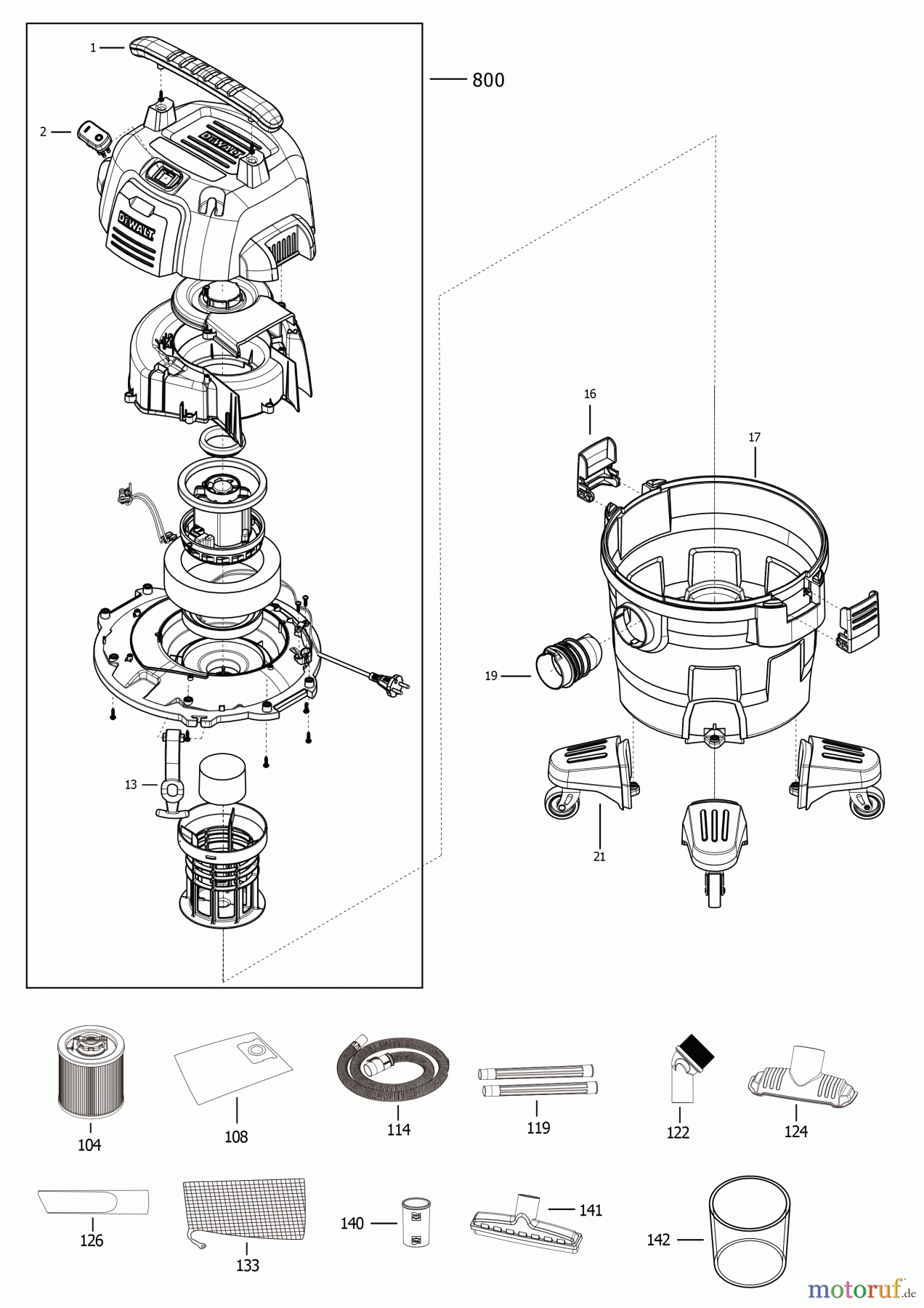 DEWALT VAKUUMEXTRAKTOREN NASSTROCKEN SAUGER DXV23P-QT Seite 1