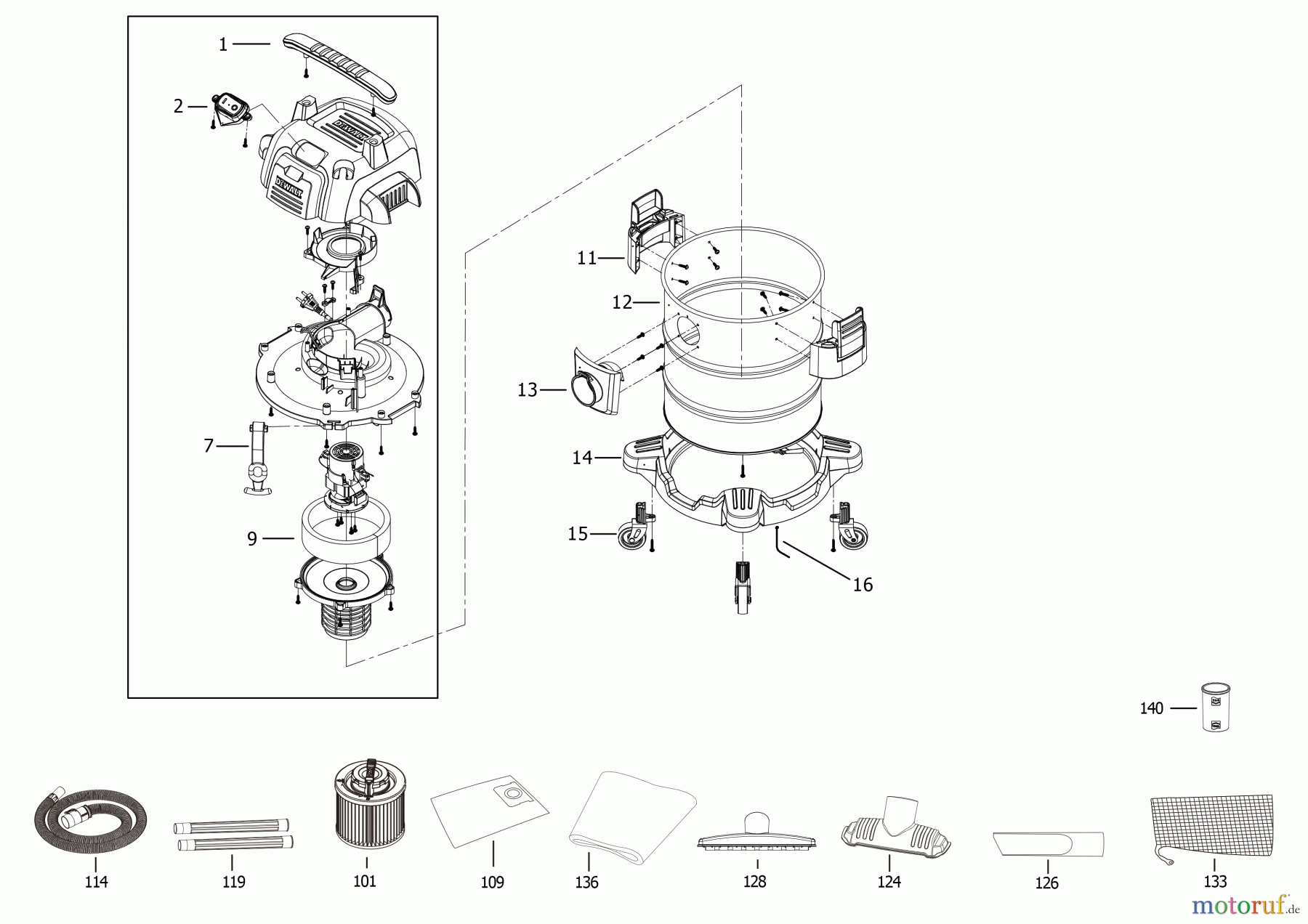  DEWALT VAKUUMEXTRAKTOREN NASSTROCKEN SAUGER DXV25S Seite 1