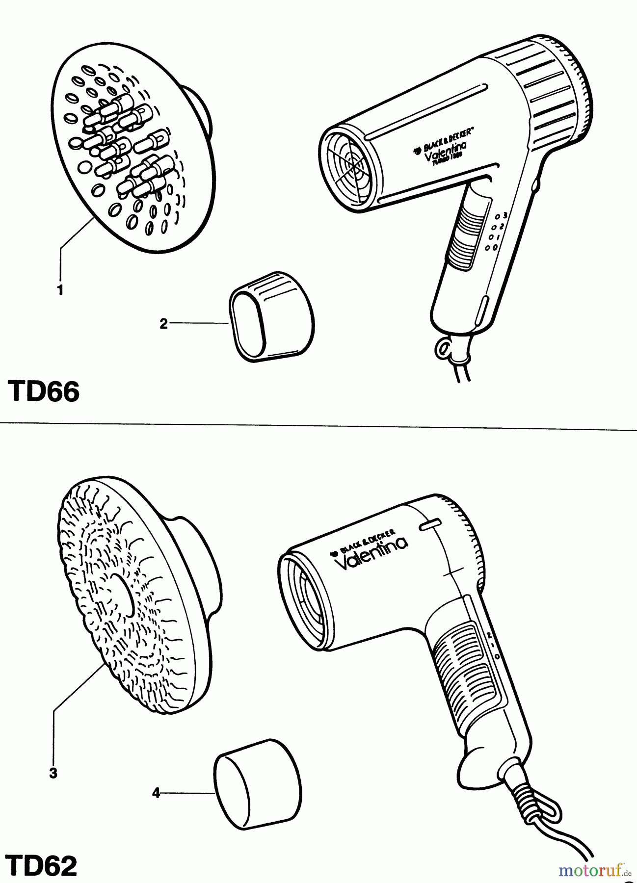 BLACK+DECKER HAUSHALT PERSÖNLICHE PFLEGE HAARTROCKNER TD62 Seite 1