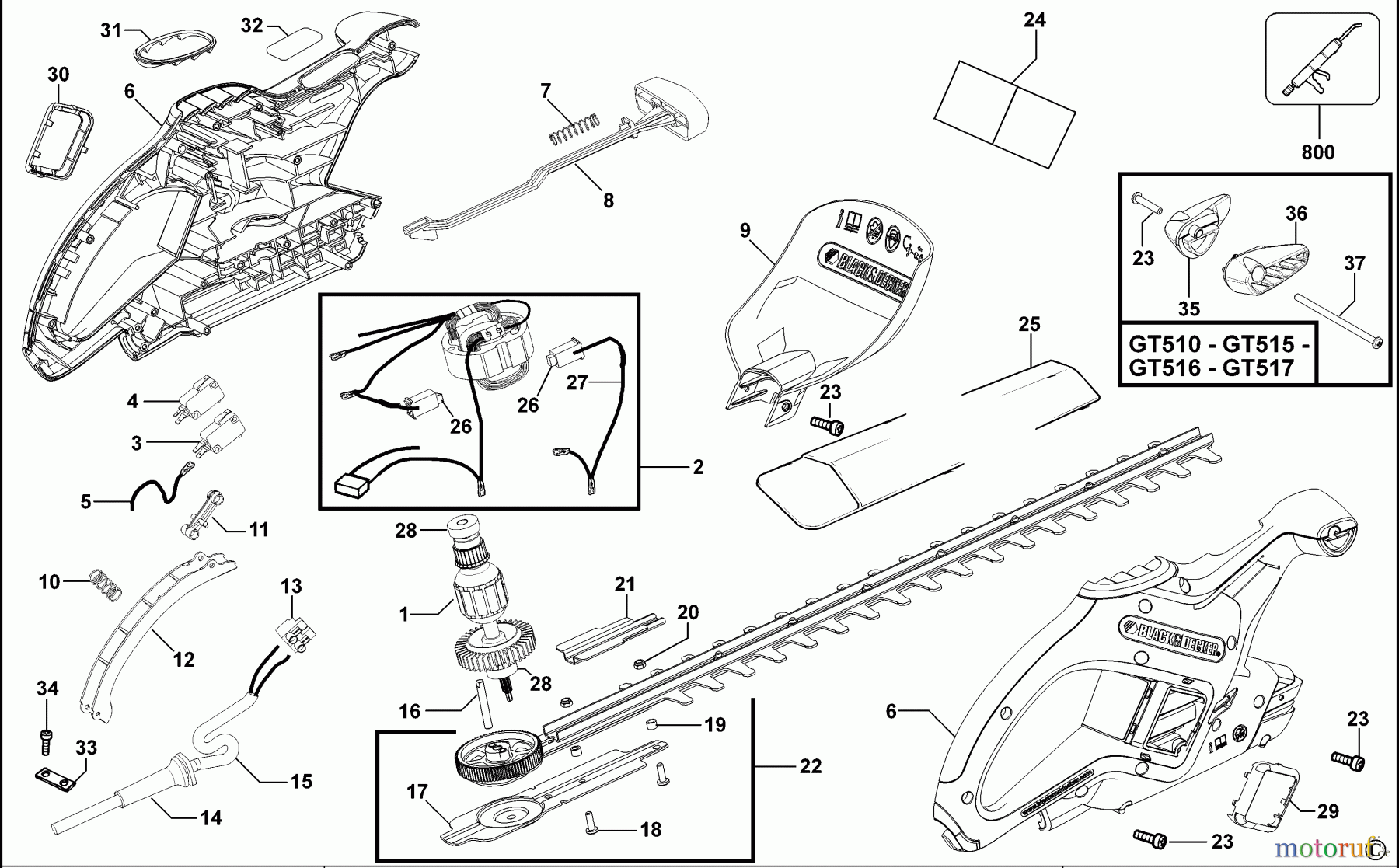 BLACK+DECKER AUSSERHALB HECKENSCHEREN, FADENTRIMMER, SCHEREN HECKENSCHERE GT515 Seite 1