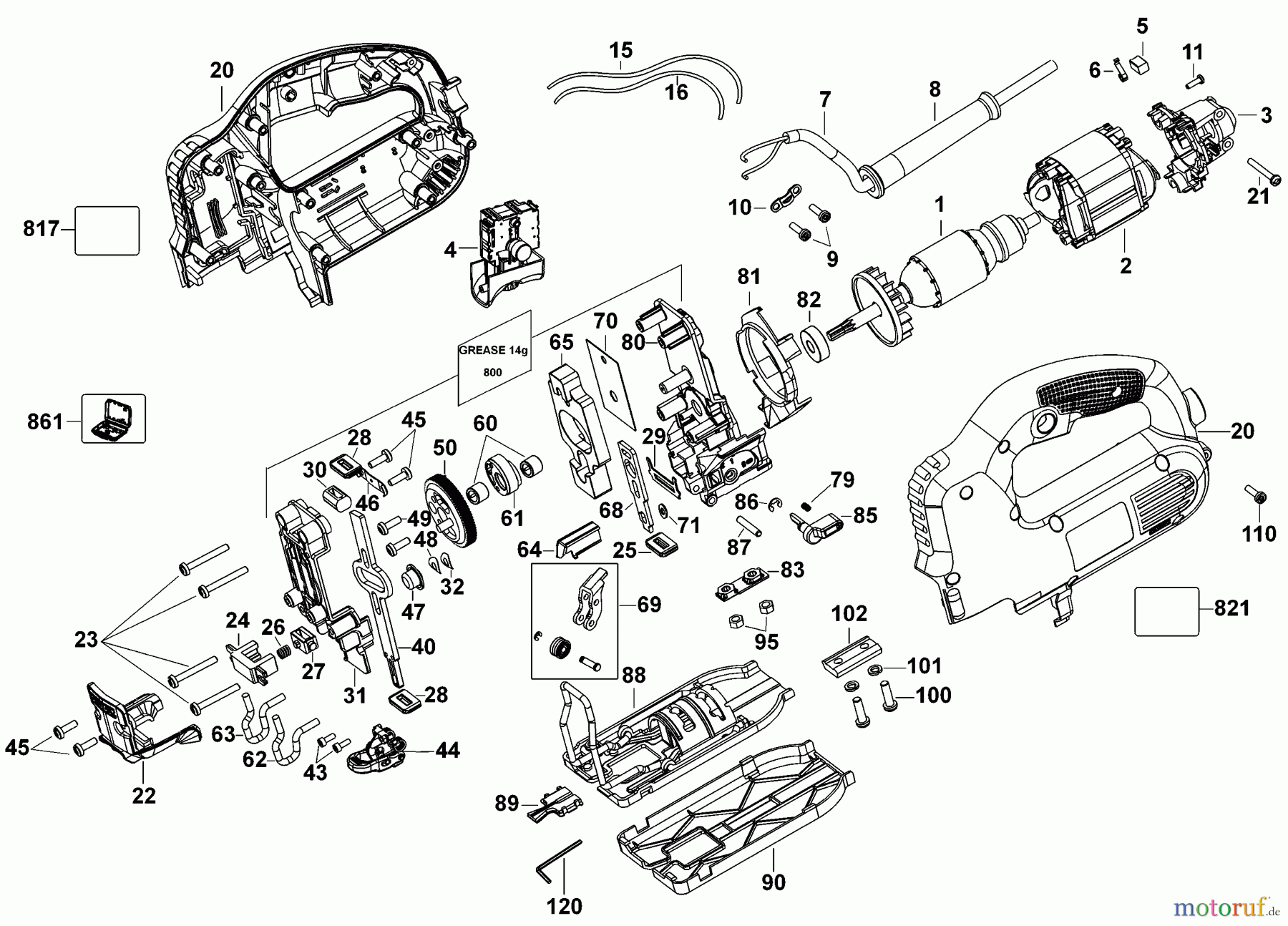 DEWALT Divers 550W JIGSAW - NO PENDULUM DW341M Seite 1