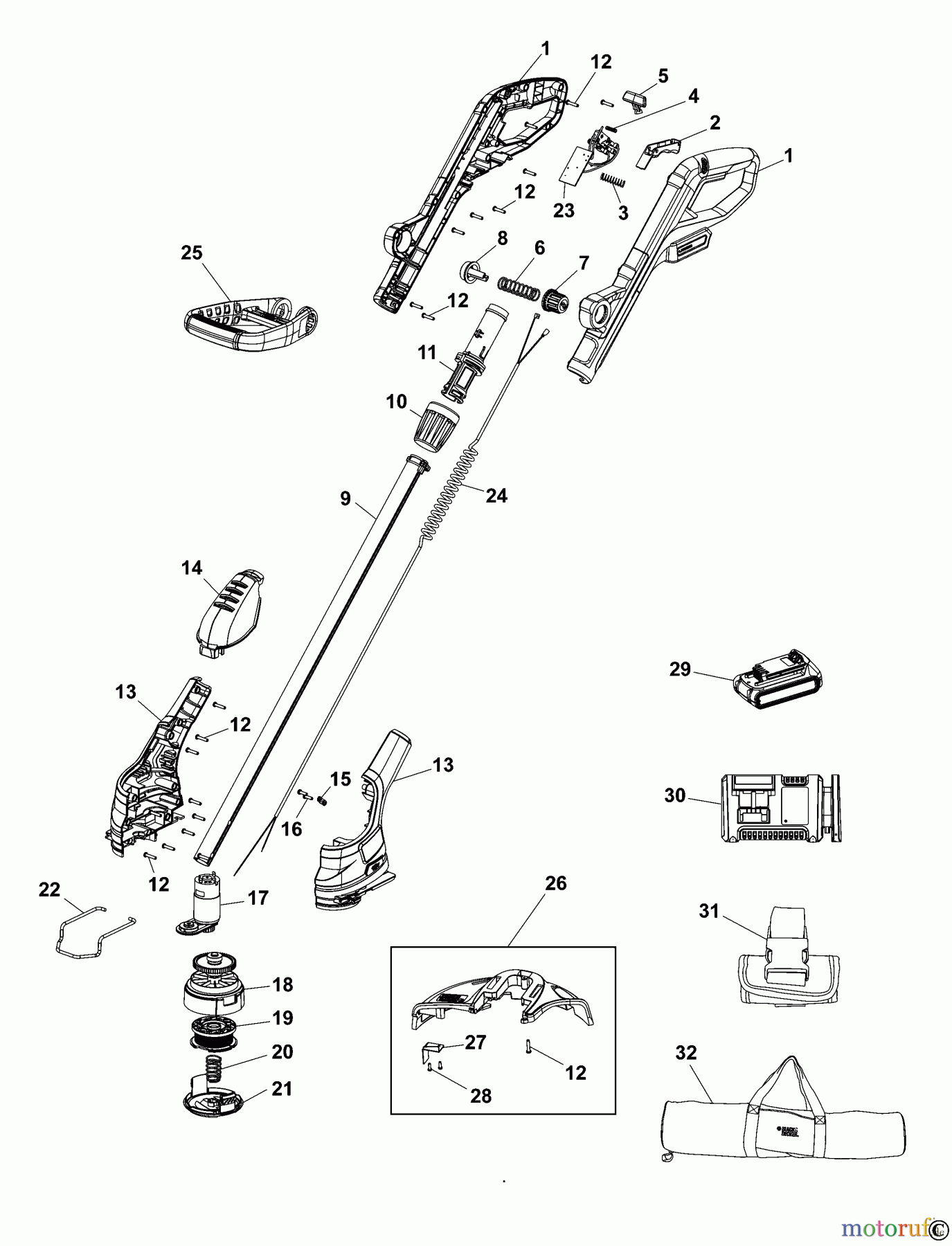 BLACK+DECKER AUSSERHALB HECKENSCHEREN, FADENTRIMMER, SCHEREN AKKU-RASENTRIMMER GLC1825 Seite 1