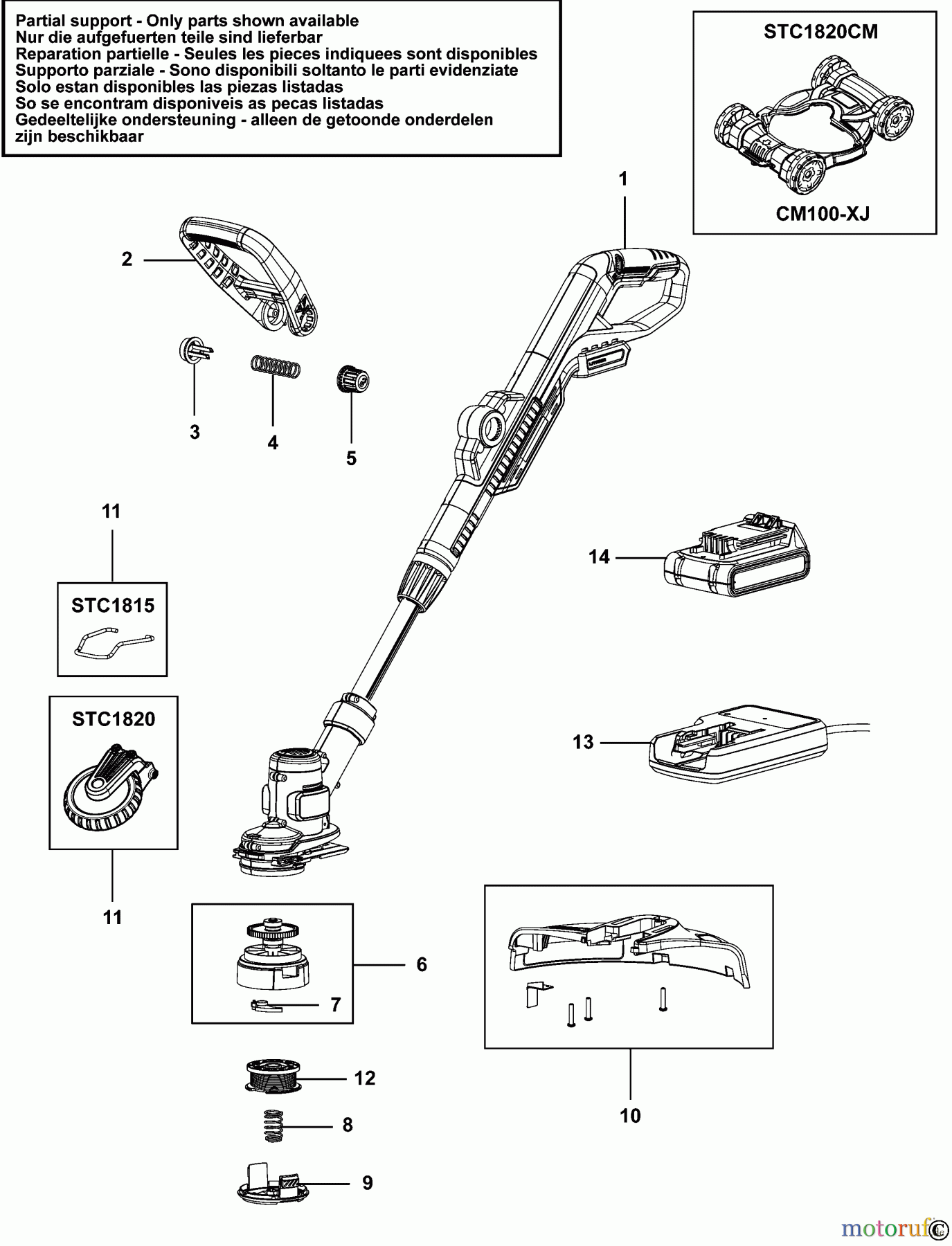 BLACK+DECKER AUSSERHALB HECKENSCHEREN, FADENTRIMMER, SCHEREN AKKU-RASENTRIMMER STC1820 Seite 1