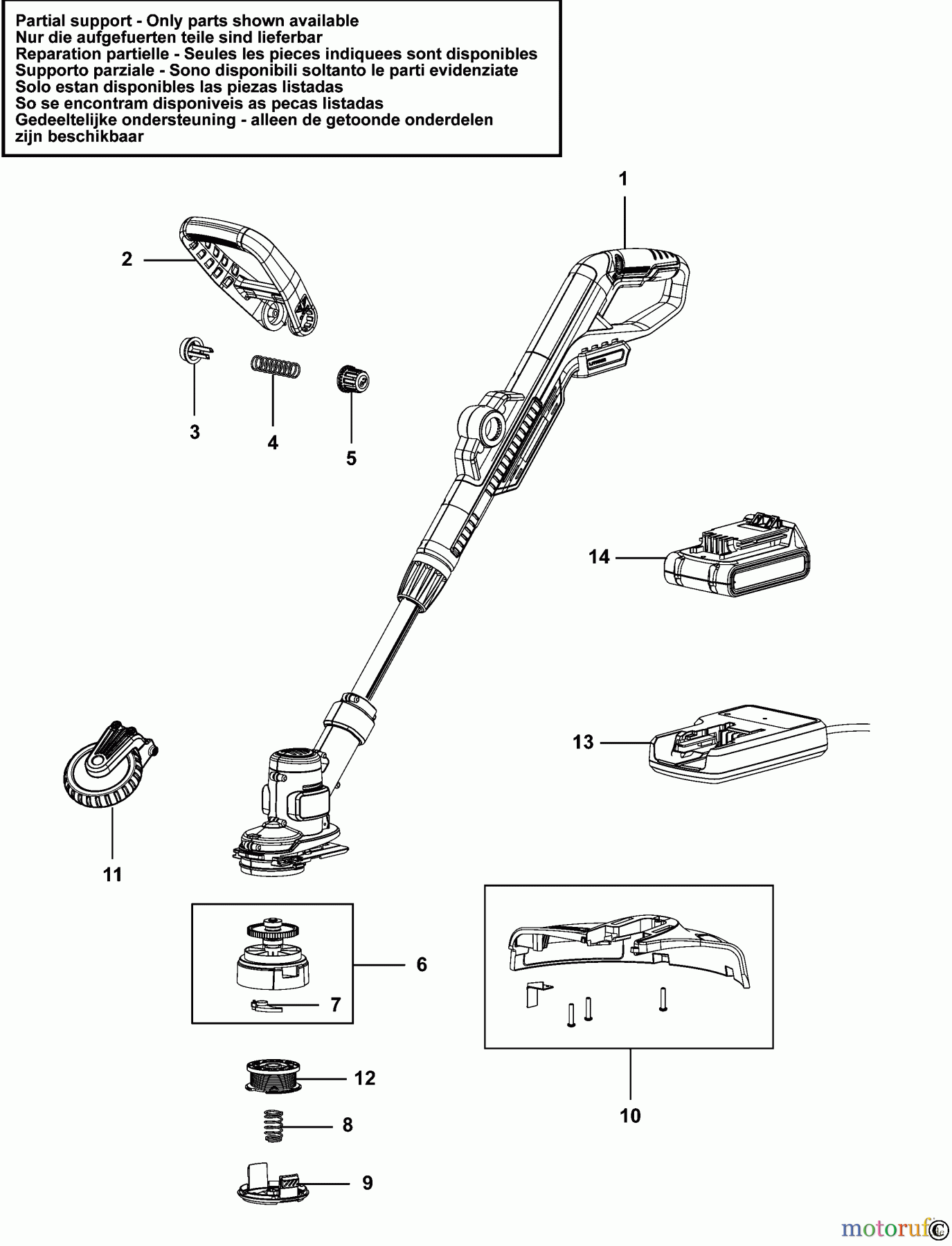 BLACK+DECKER AUSSERHALB HECKENSCHEREN, FADENTRIMMER, SCHEREN AKKU-RASENTRIMMER STC1820D Seite 1