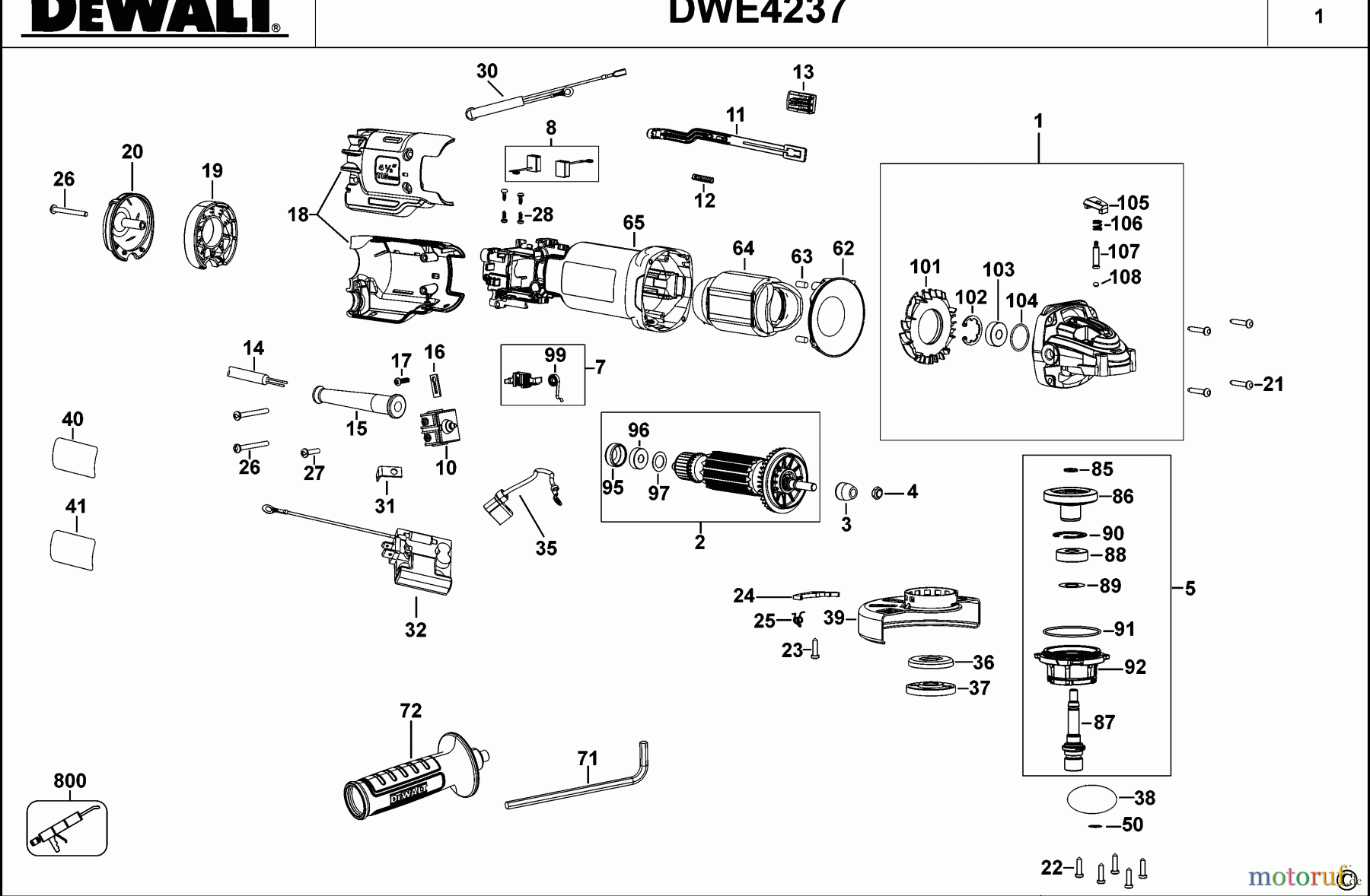  DEWALT METALLBEARBEITUNG WINKELSCHLEIFER 100-125MM KLEINER WINKELSCHLEIFER DWE4237 Seite 1