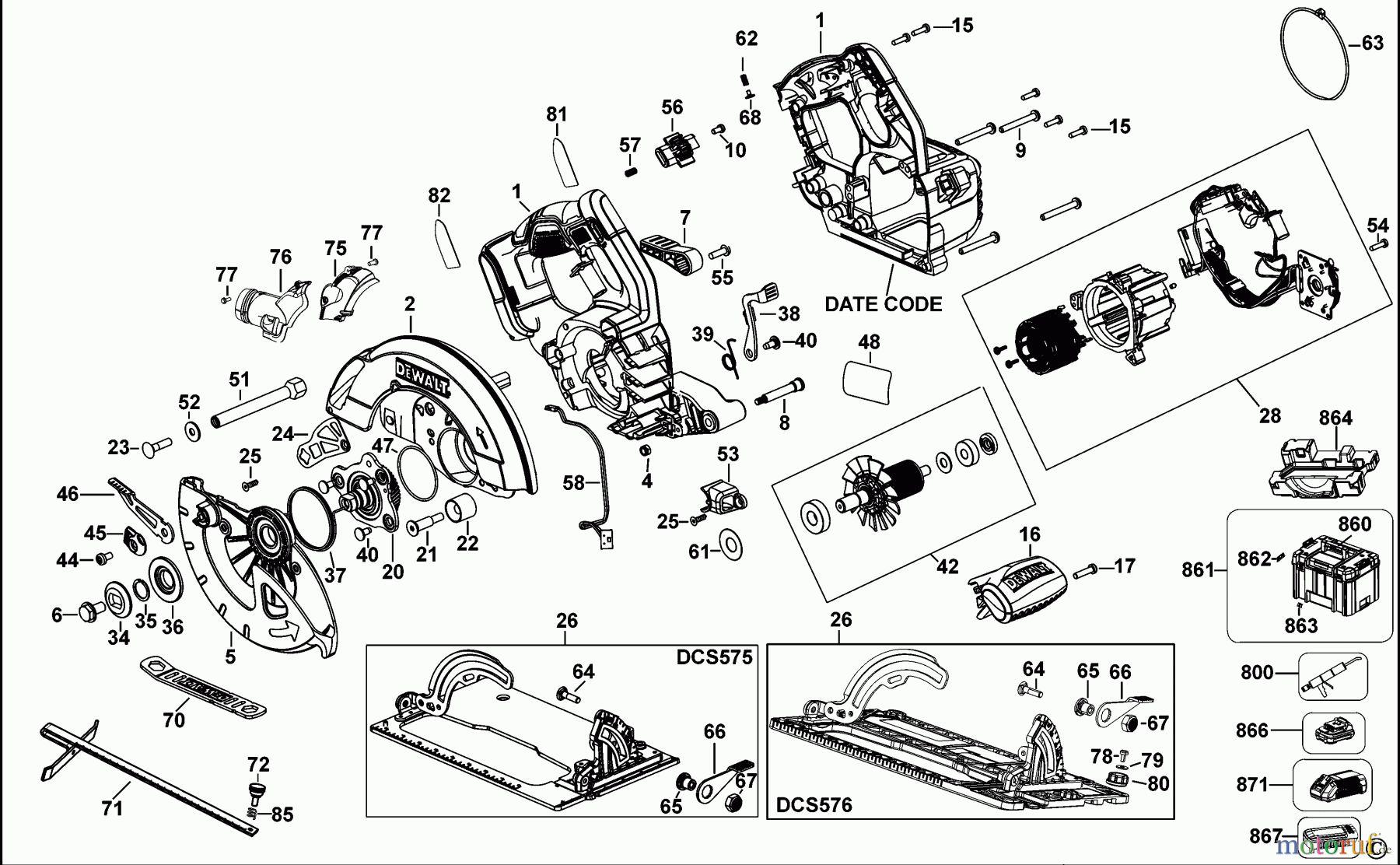 DEWALT HOLZARBEITEN KREISSÄGEN AKKU HANDKREISSÄGE DCS575 Seite 1