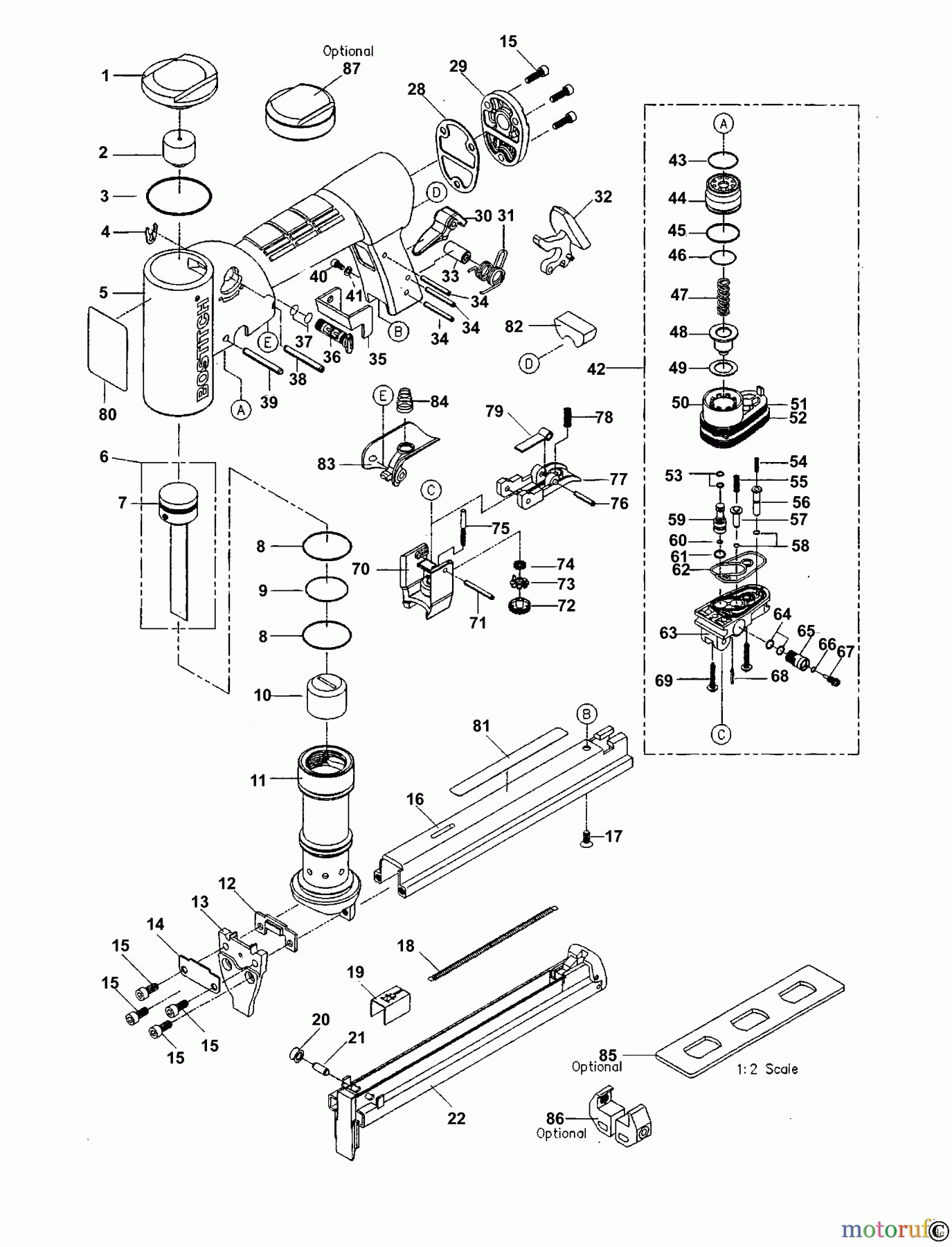 BOSTITCH STAPLER HEFTER TU-216-63A-E Seite 1