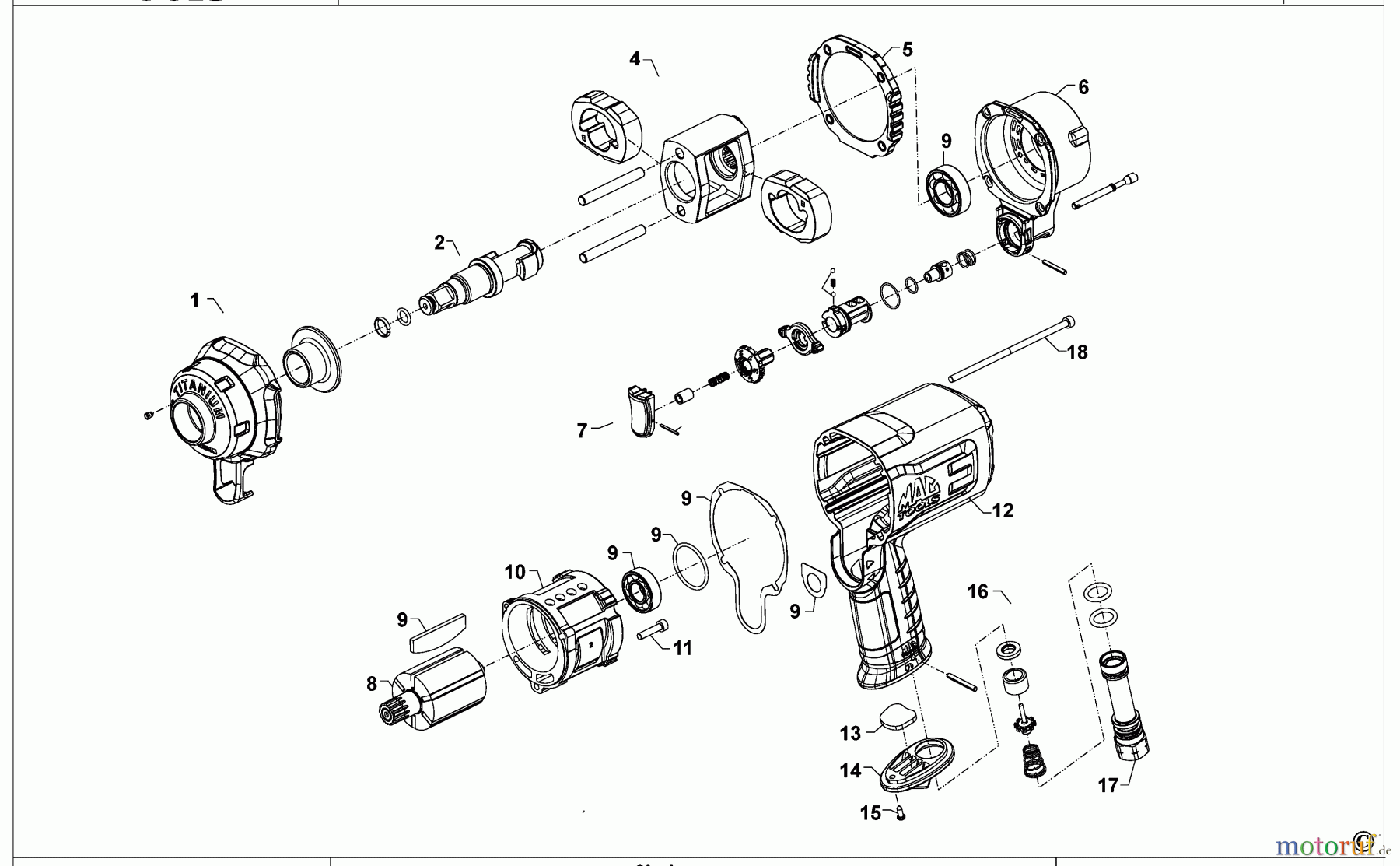  MAC POWER TOOLS SCHLAGSCHRAUBENSCHL. AWP050 Seite 1