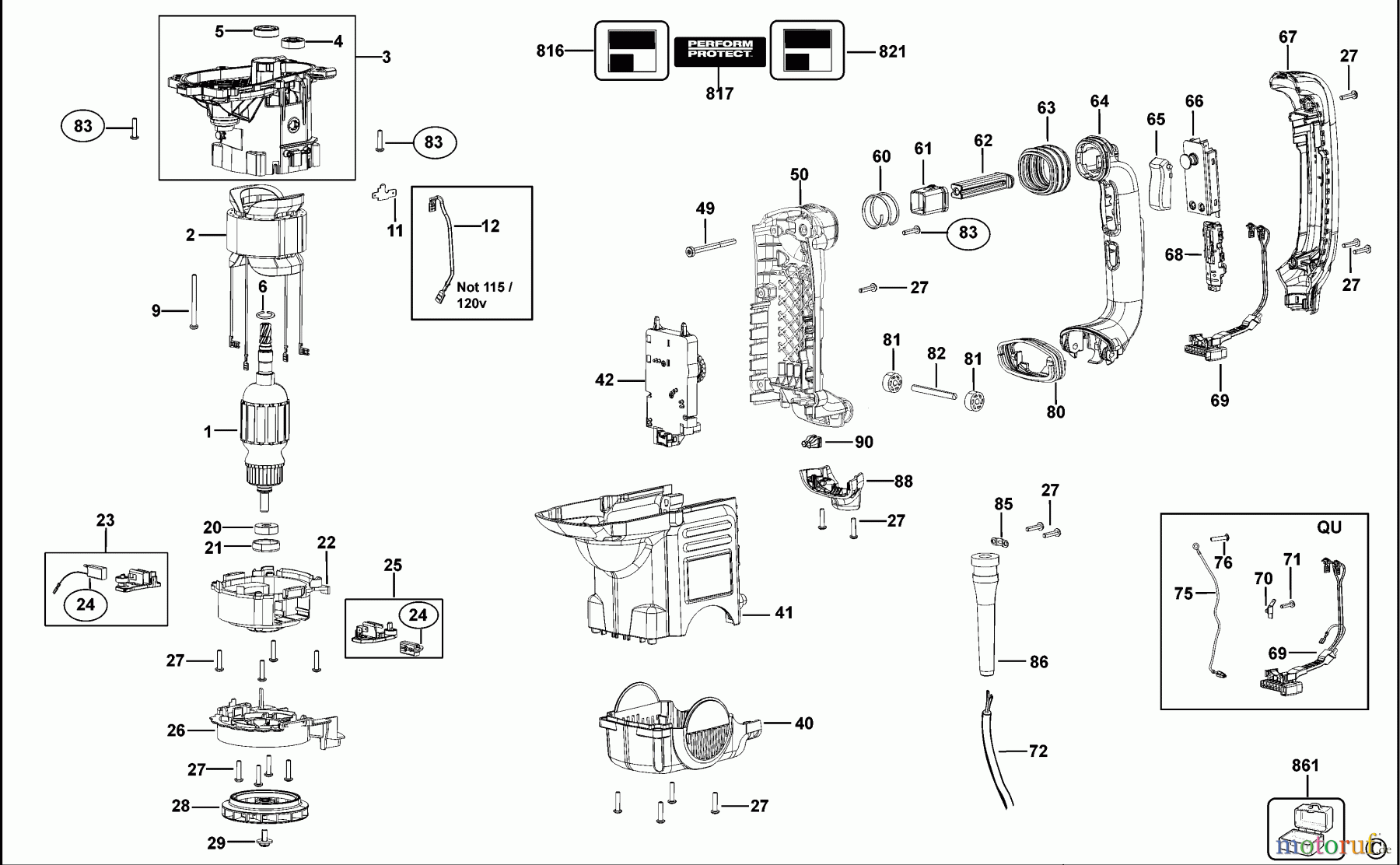  DEWALT Bohrhämmer Bohrhämmer SDS-PLUS DREHHAMMER D25604 Seite 1