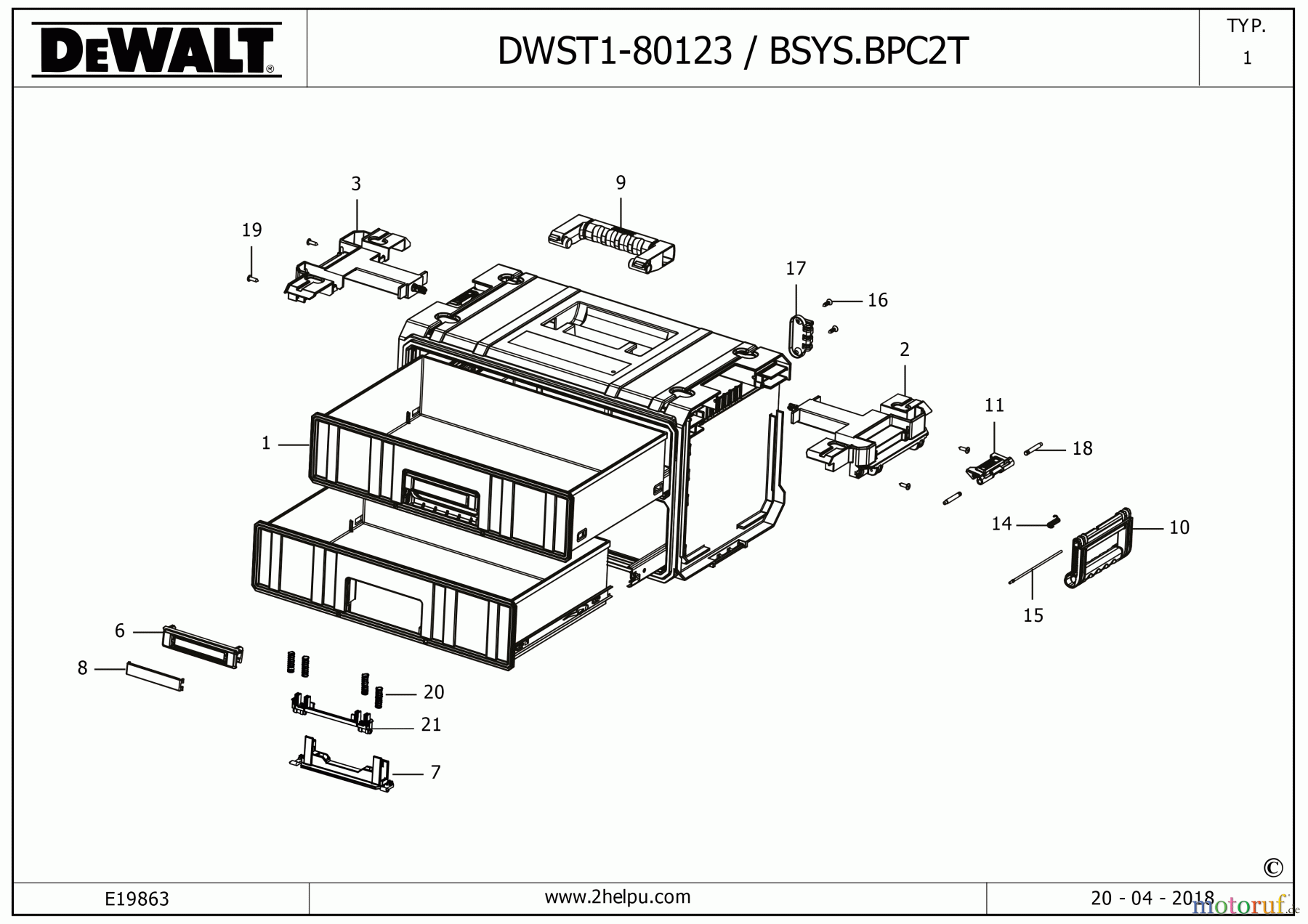 DEWALT LAGERUNG SCHUBLADENSCHRANK DWST1-80123 Seite 2