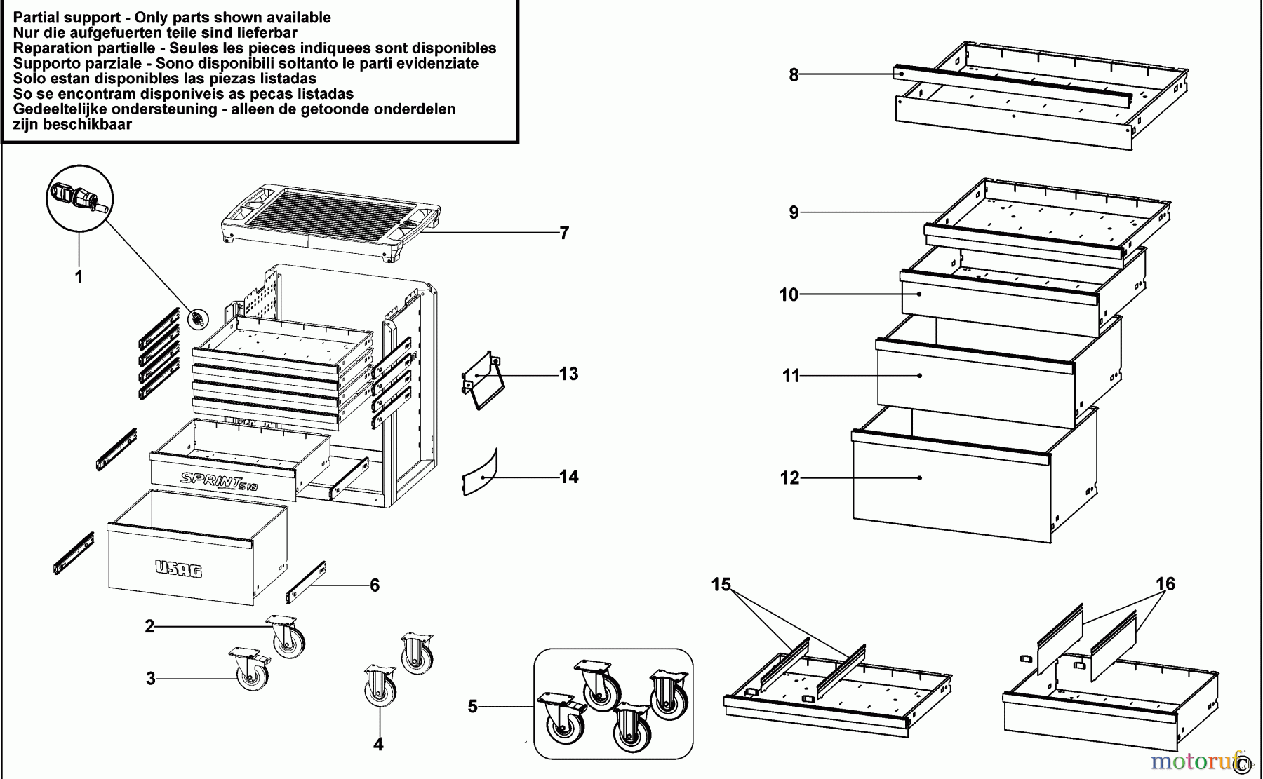  USAG STORAGE WORKCENTRES WERKSTATTWAGEN 518 SP7V Seite 1