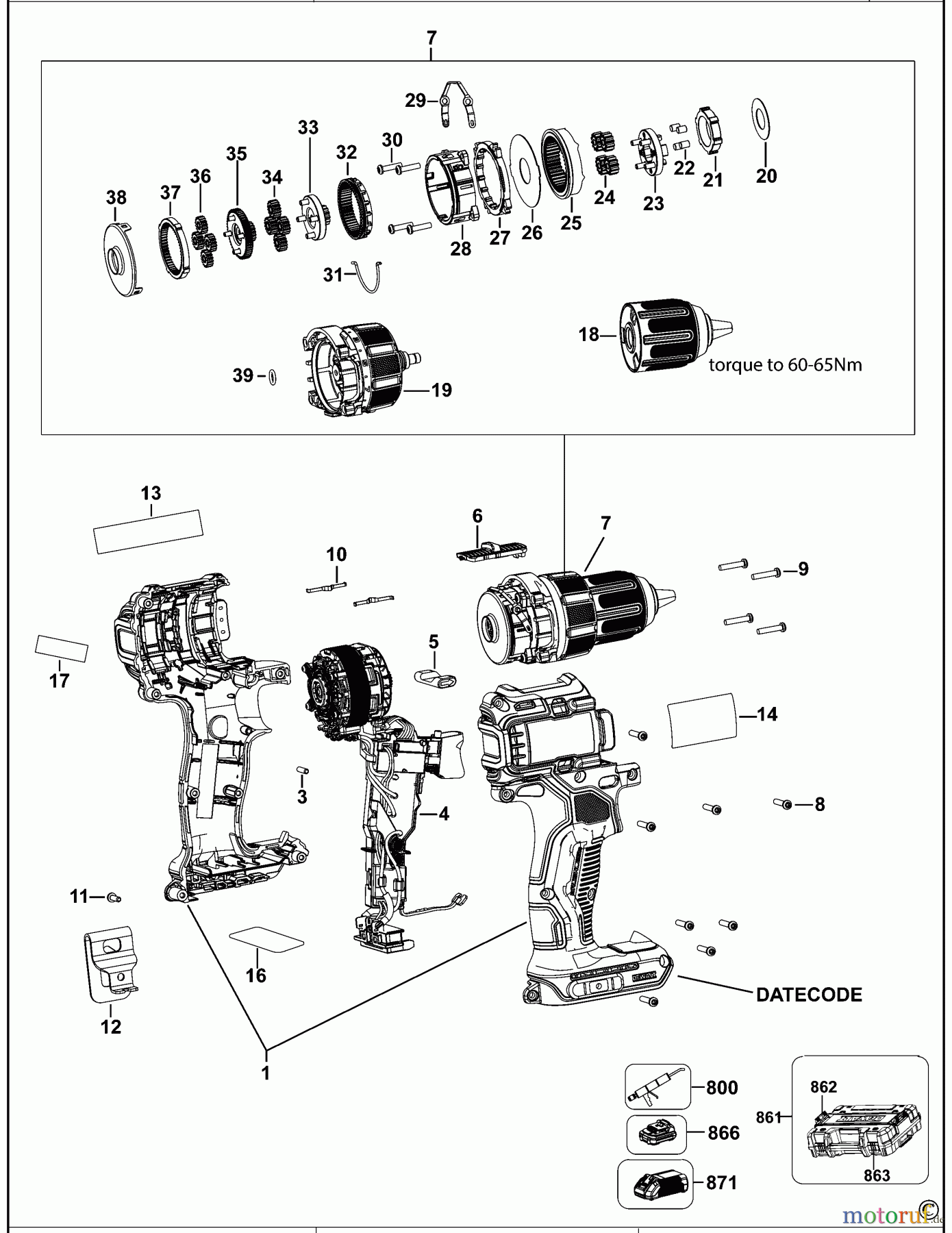 DEWALT AKKUBOHRER CDLS DRILLS 18V AKKU SCHRAUBER DCD708MDR Seite 1