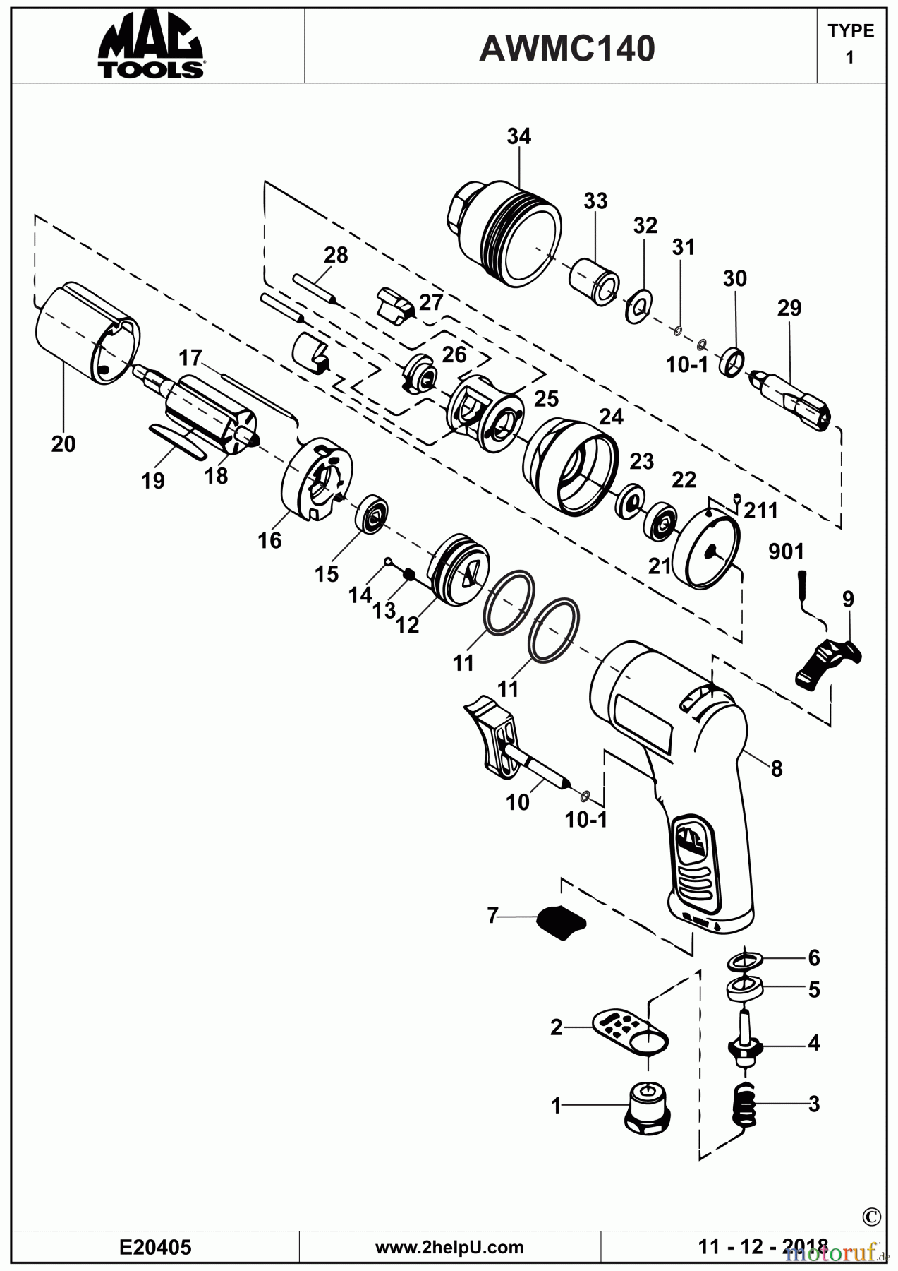  MAC POWER TOOLS SCHLAGSCHRAUBENSCHL. AWMC140 Seite 1