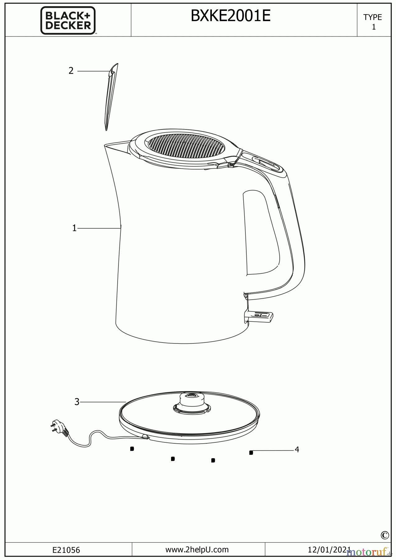 BLACK+DECKER HAUSHALT GETRÄNKE KESSEL BXKE2201E Seite 1