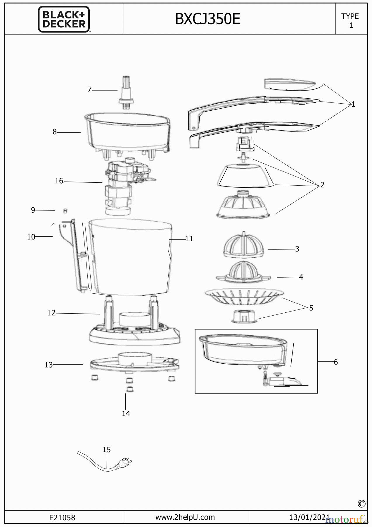  BLACK+DECKER HAUSHALT GETRÄNKE ENTSAFTER BXCJ350E Seite 1