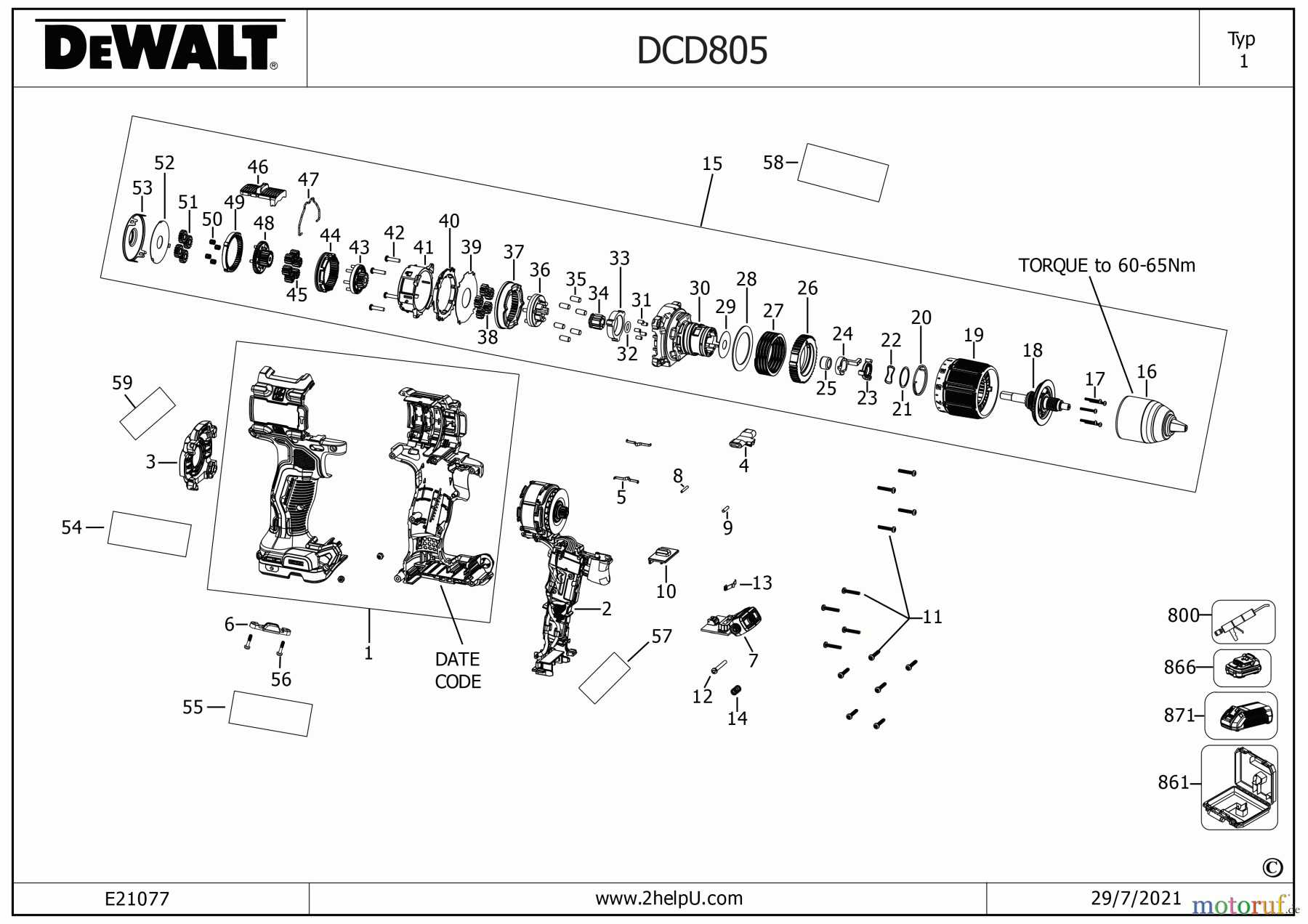  DEWALT AKKUBOHRER CDLS DRILLS 18V AKKU BOHRHAMMER DCD805P2T Seite 1