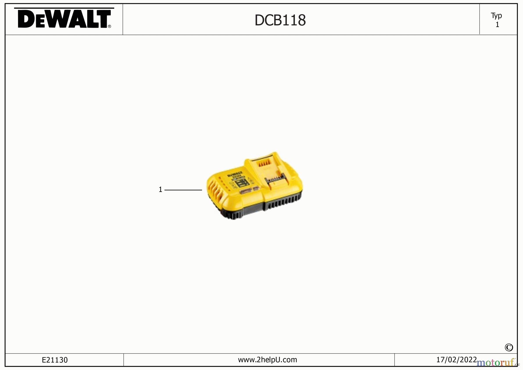DEWALT SCHNURLOS-SONSTIGES BATTERIE-LADEGERÄT DCB118-QW Seite 1