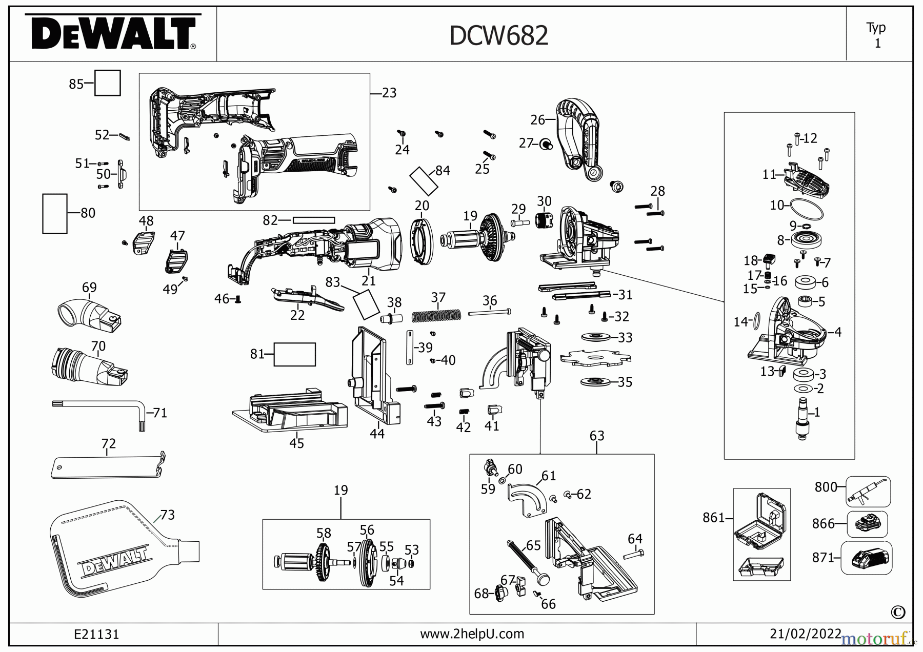 DEWALT HOLZARBEITEN ABRICHTHOBELMASCHINEN PLATTENVERBINDER DCW682P2T Seite 1
