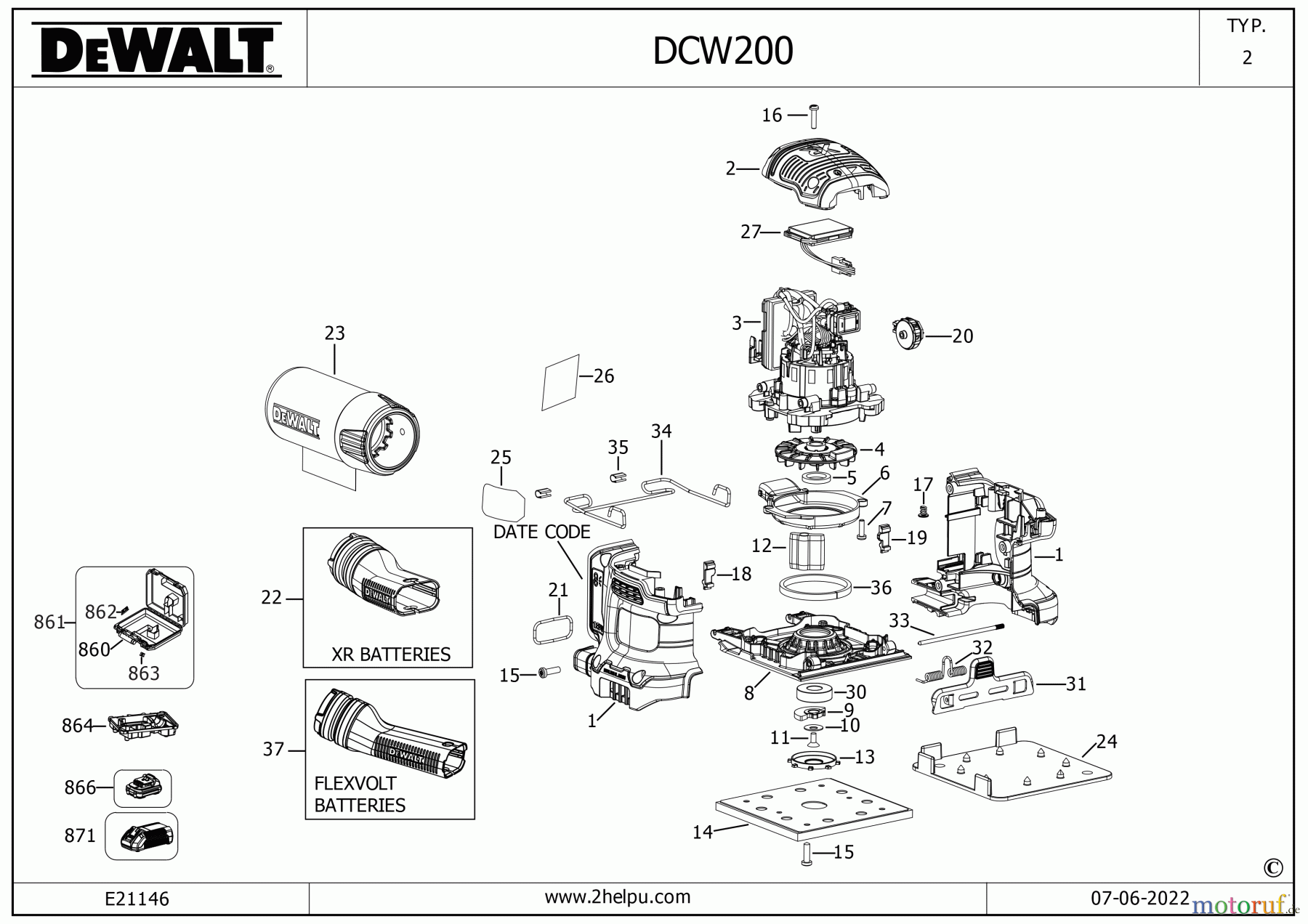 DEWALT SCHNURLOS-SONSTIGES AKKU-SCHLEIFER DCW200P2 Seite 1