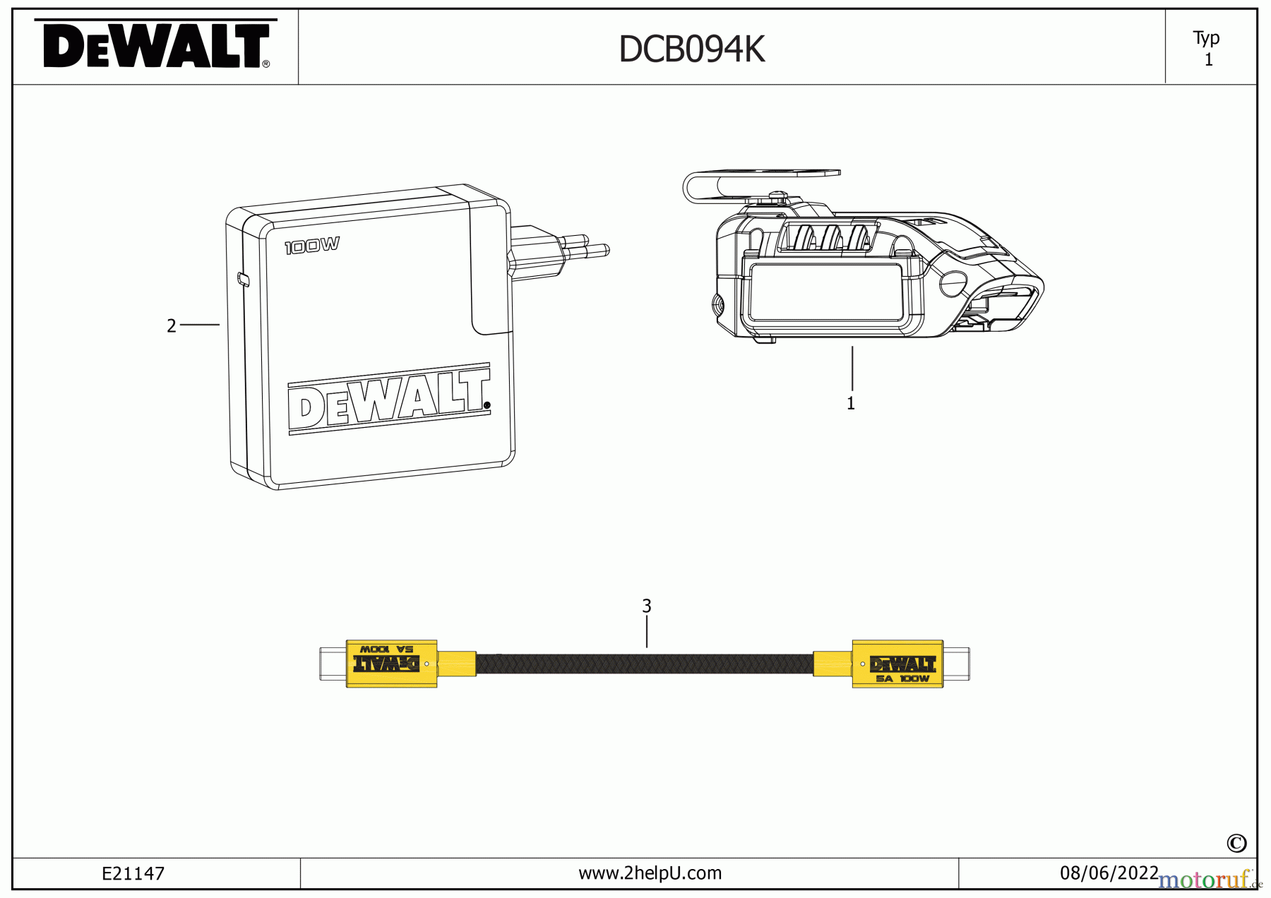 DEWALT ANBAUTEILE & ZUBEHÖR SITE RADIOS LADEGERAET DCB094K Seite 1