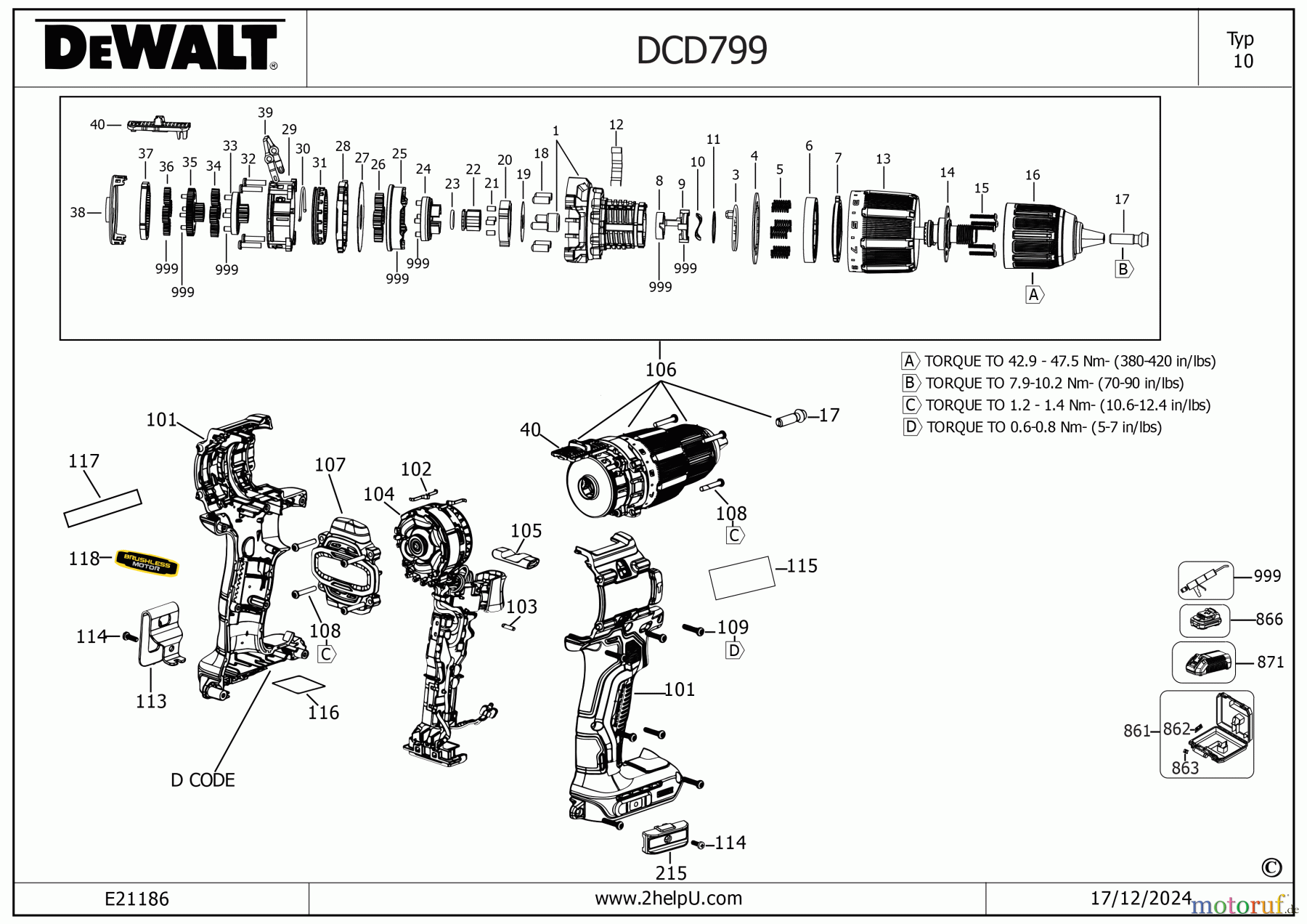  DEWALT AKKUBOHRER CDLS DRILLS 18V BOHRHAMMER DCD799P2T Seite 1