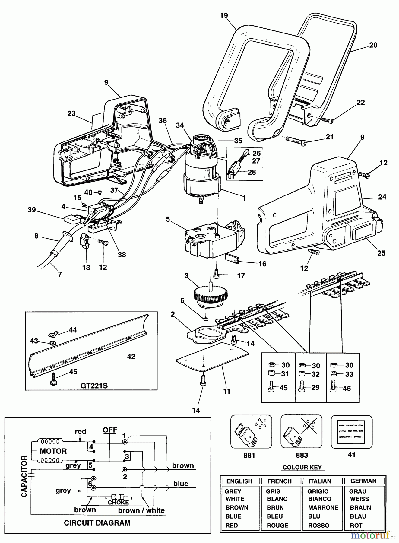  BLACK+DECKER AUSSERHALB HECKENSCHEREN, FADENTRIMMER, SCHEREN HECKENSCHERE GT221S Seite 1