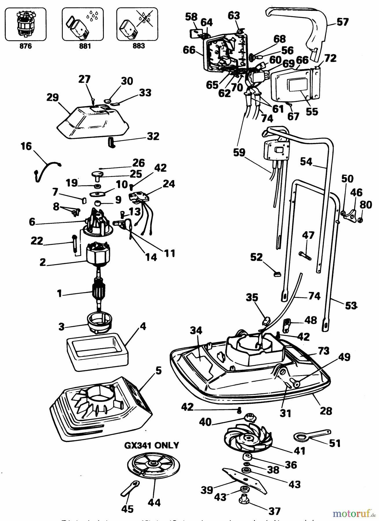 BLACK+DECKER AUSSERHALB RASENMÄHER, SCHNEEFRÄSEN LUFTKISSENMÄHER GX341 Seite 1