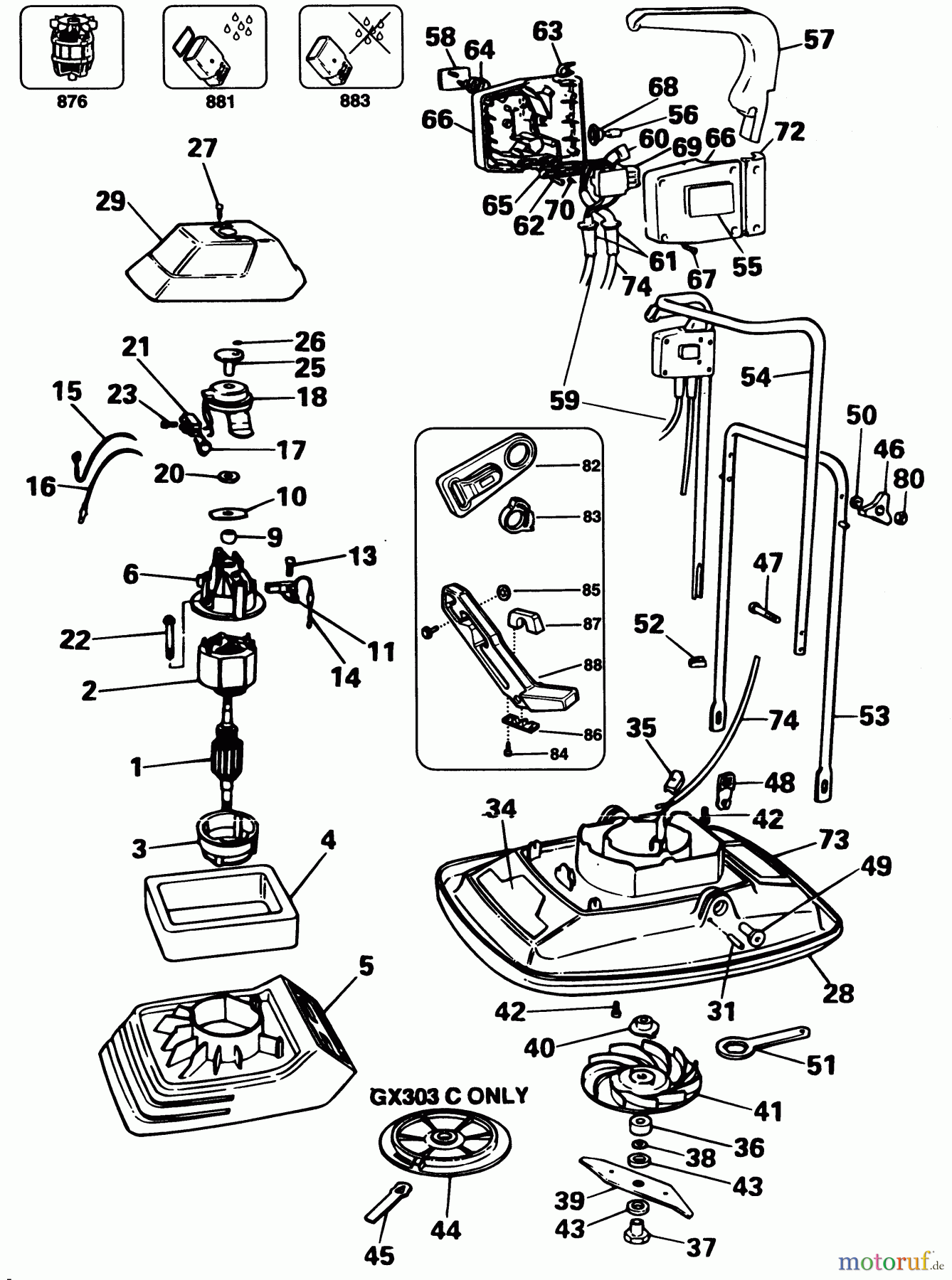 BLACK+DECKER AUSSERHALB RASENMÄHER, SCHNEEFRÄSEN LUFTKISSENMÄHER GX302 Seite 1
