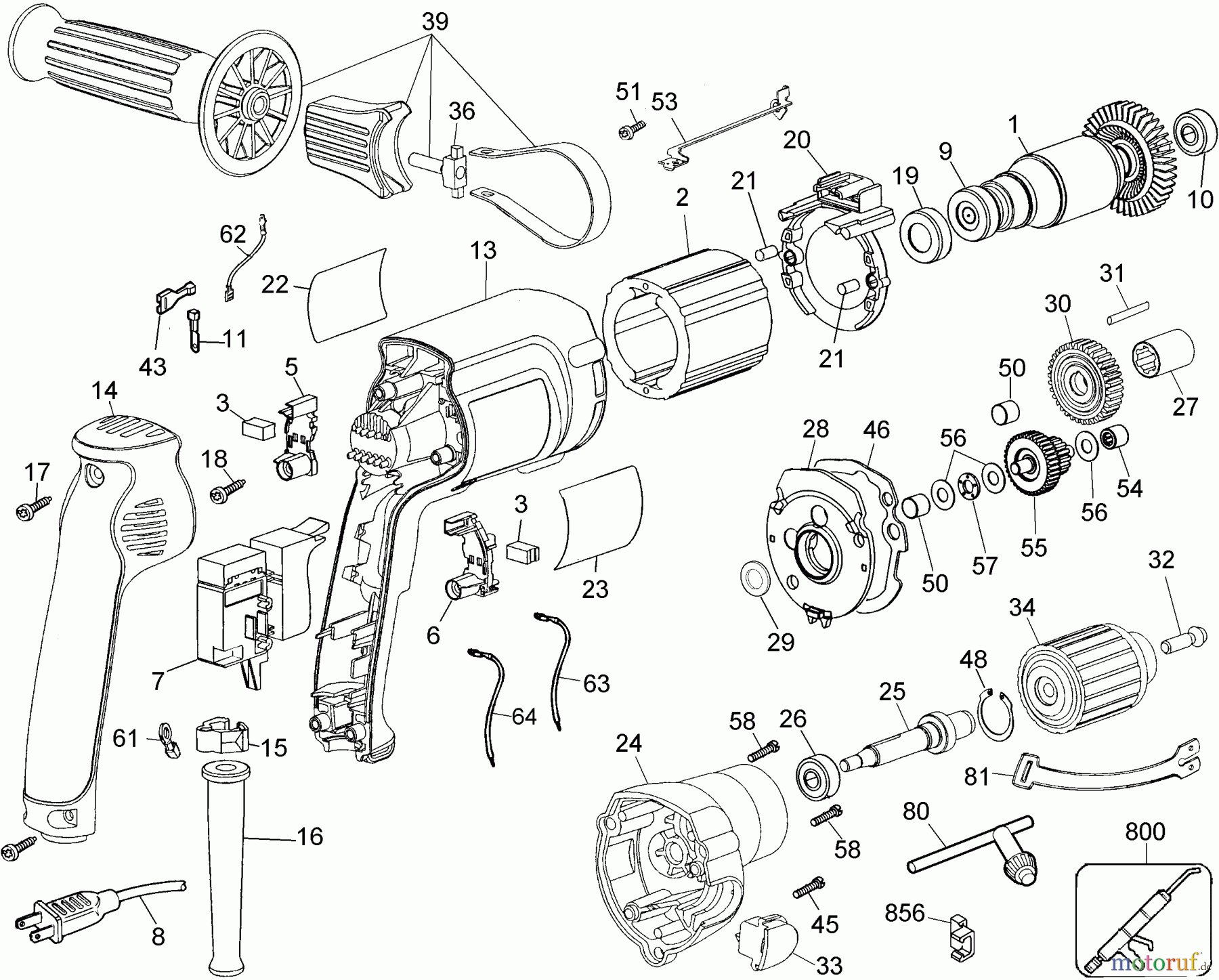 DEWALT Divers 1/2IN DRILL 0-850RPM DW235G Seite 1