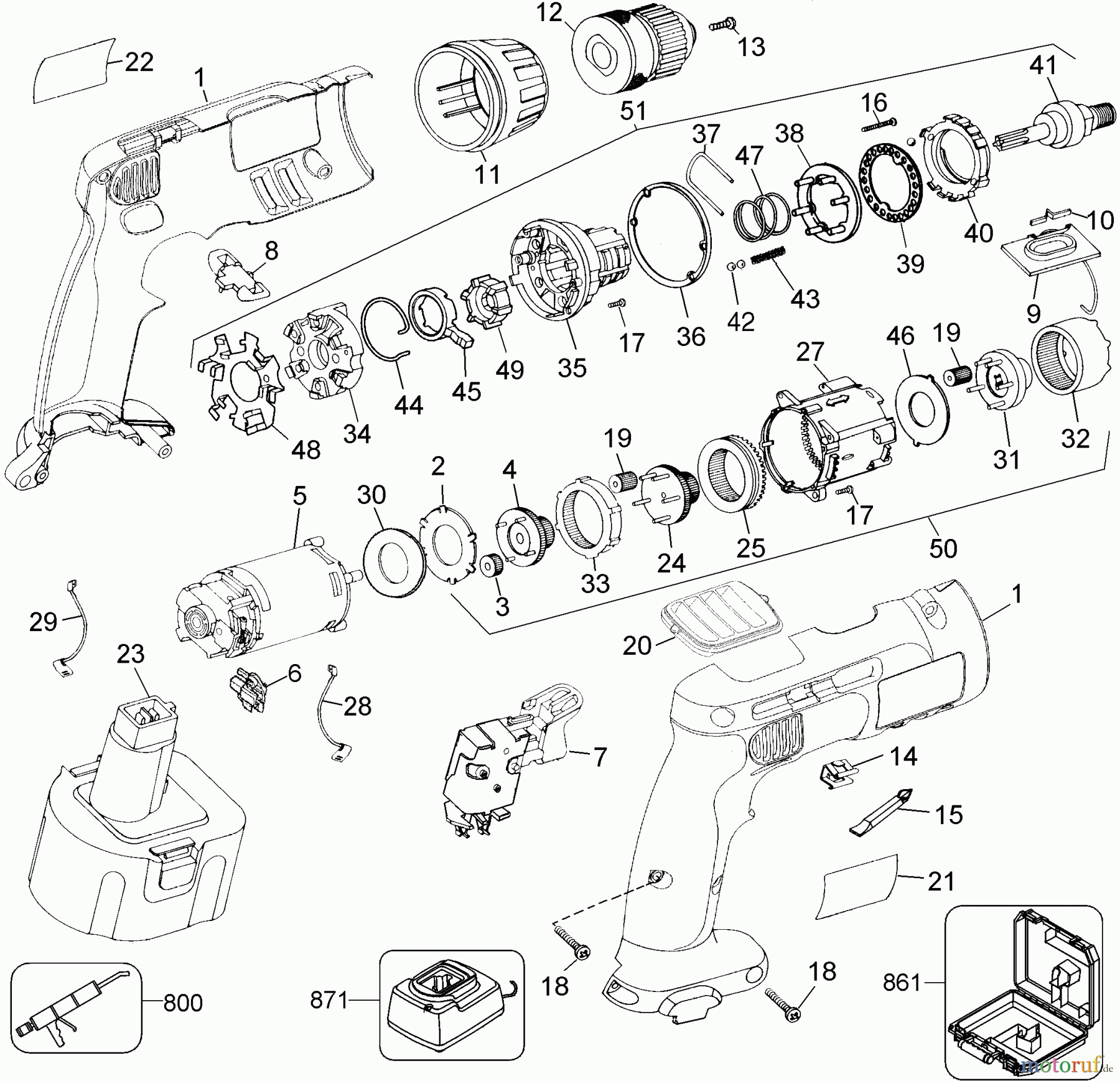 DEWALT Divers AKKU-BOHRMASCHINE DW996K Seite 1