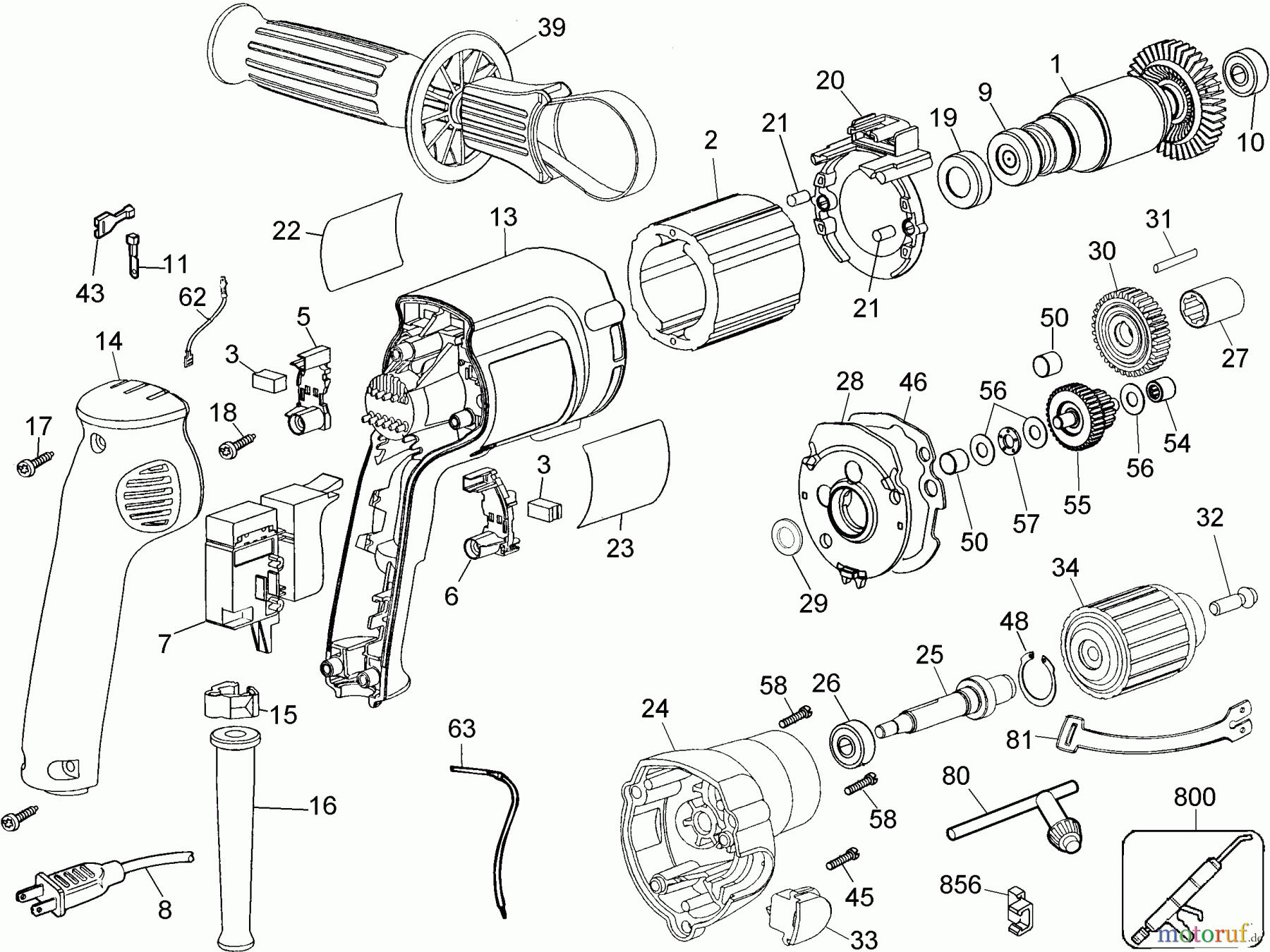 OEM Black und Decker Divers 1/2IN DRILL 0-850 RPM ET1265 Seite 1